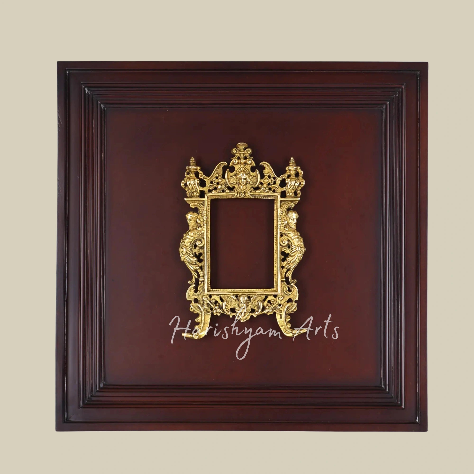 20"  Artistic Brass and Wood Frame for Traditional Wall Decor