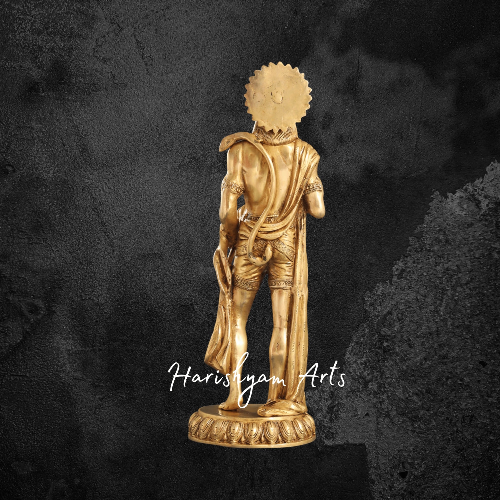 23" Brass Standing Hanuman Idol with Fine Detailing for Pooja and Office Decor
