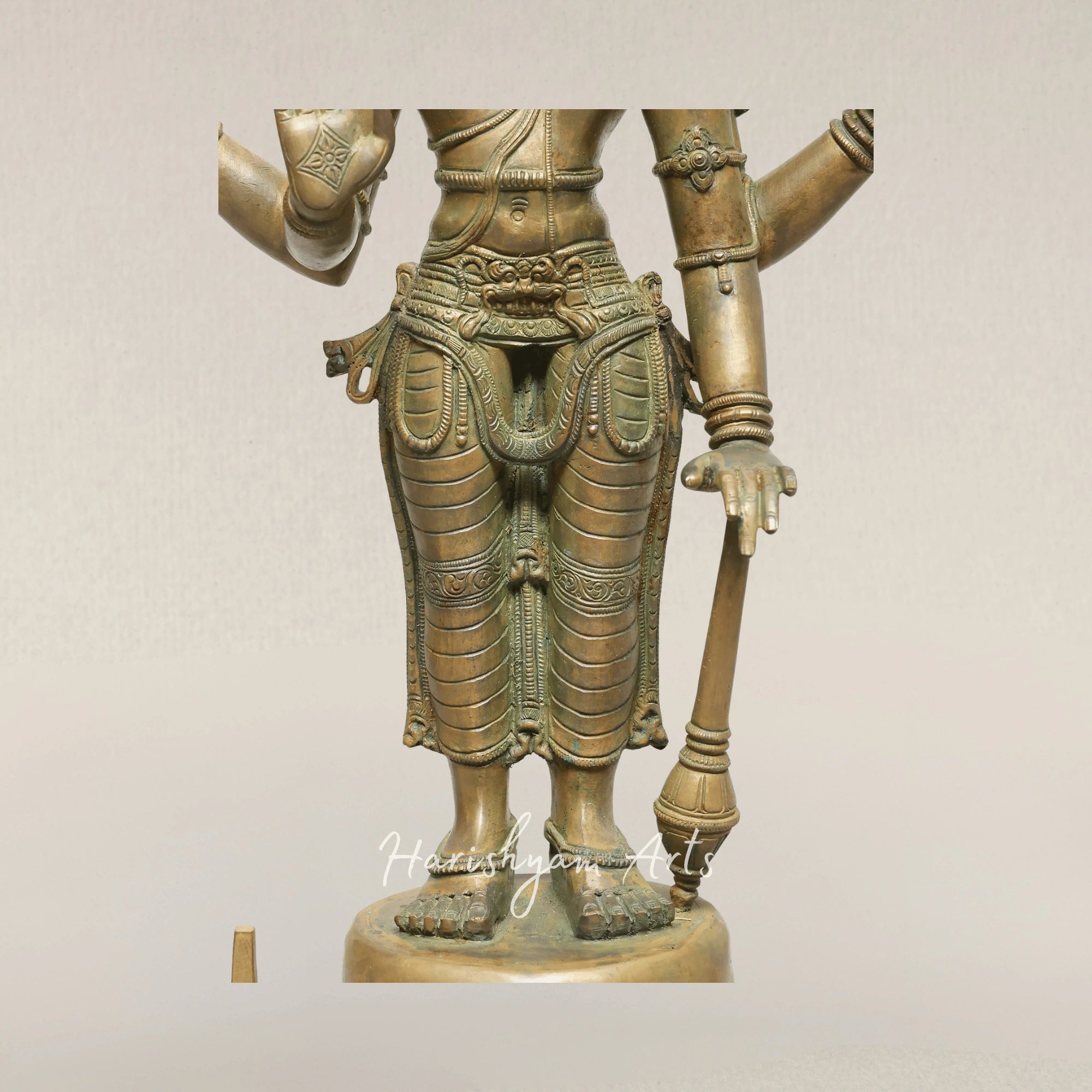 23" Four Armed Standing Maha Vishnu Panchaloha Bronze Idol in Traditional Lost Wax Craft