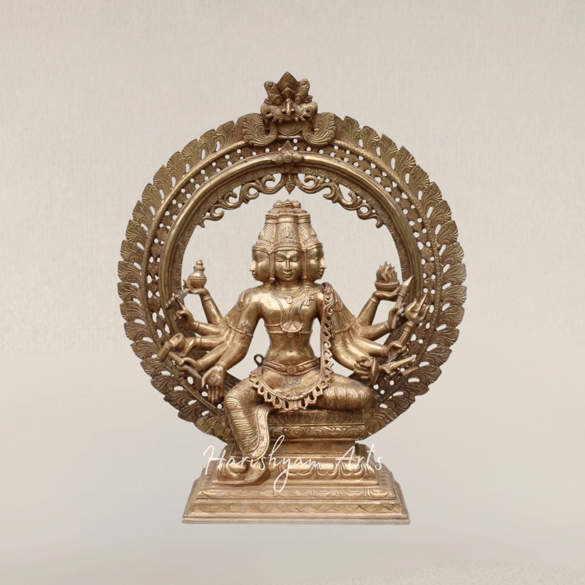 23" Lord Viswakarma with Sacred Prabha Handcrafted Bronze Sculpture