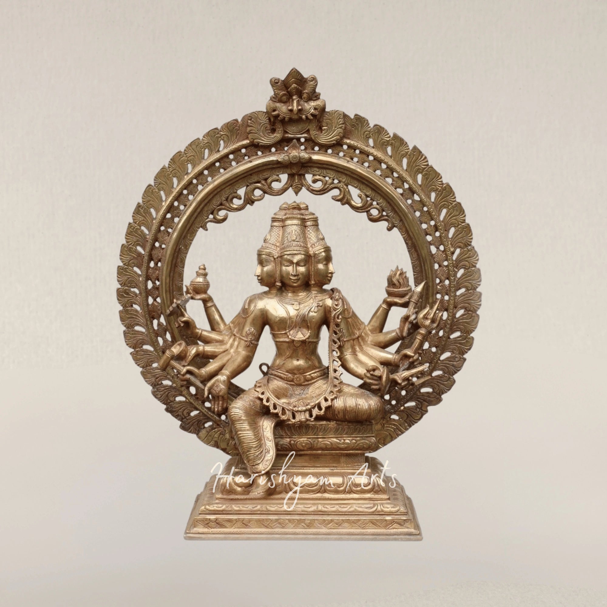23" Lord Viswakarma with Sacred Prabha Handcrafted Bronze Sculpture