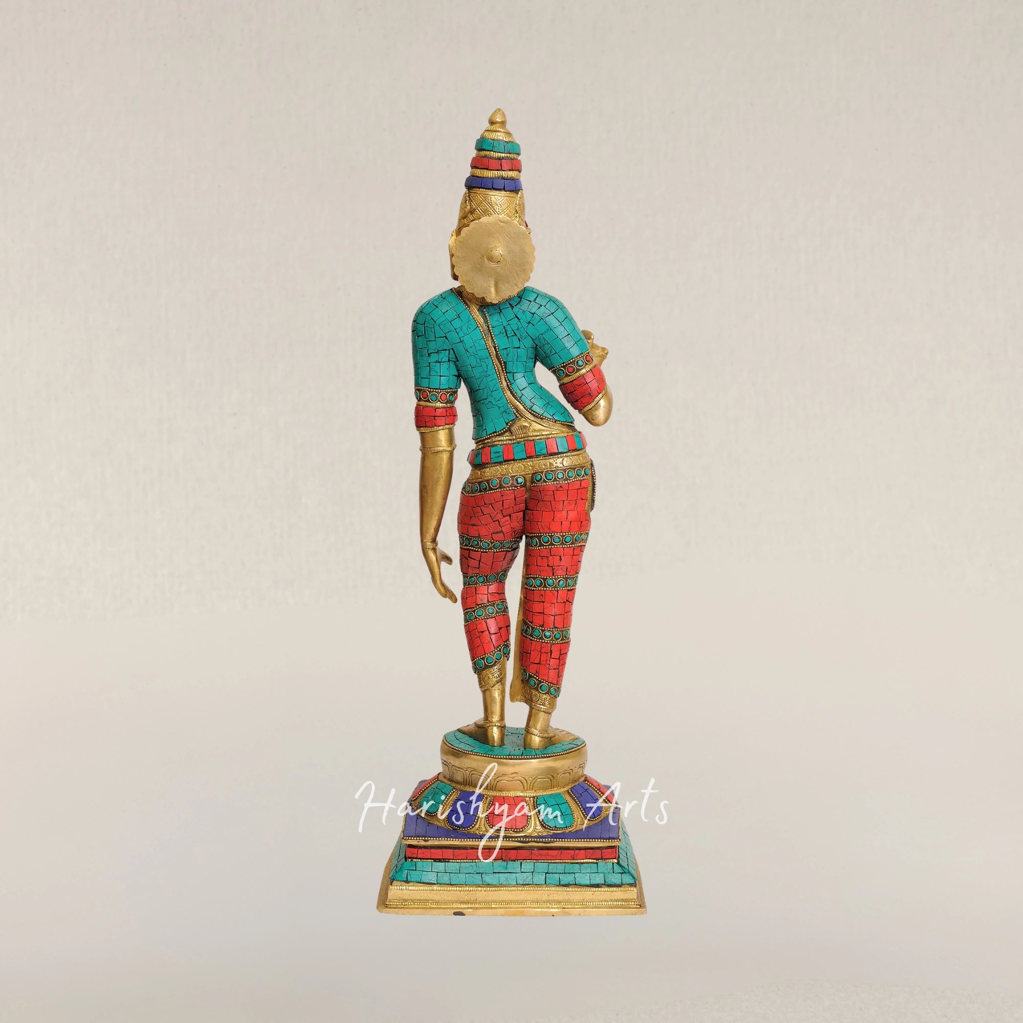 23" Standing Goddess Parvati Handmade Brass Idol for Home and Temple Decor