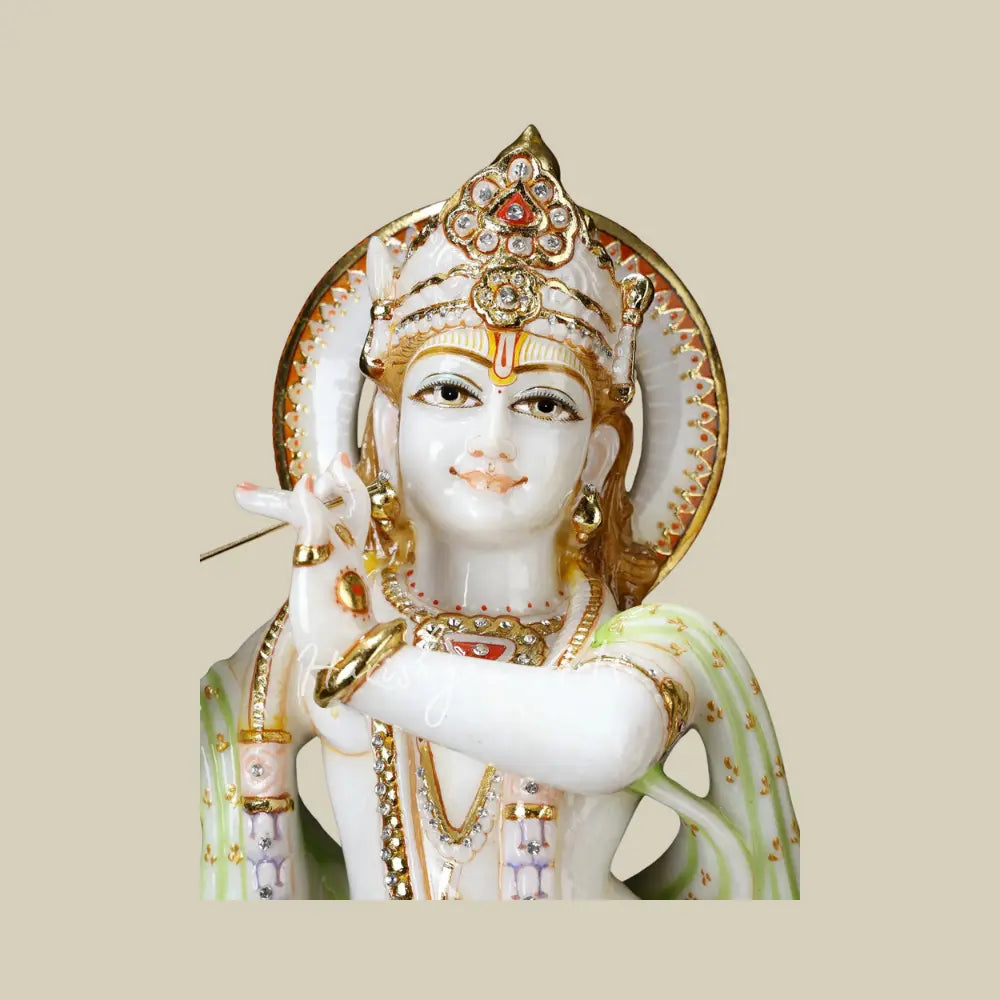 23" Handmade Large White Marble Radha Krishna Moorti