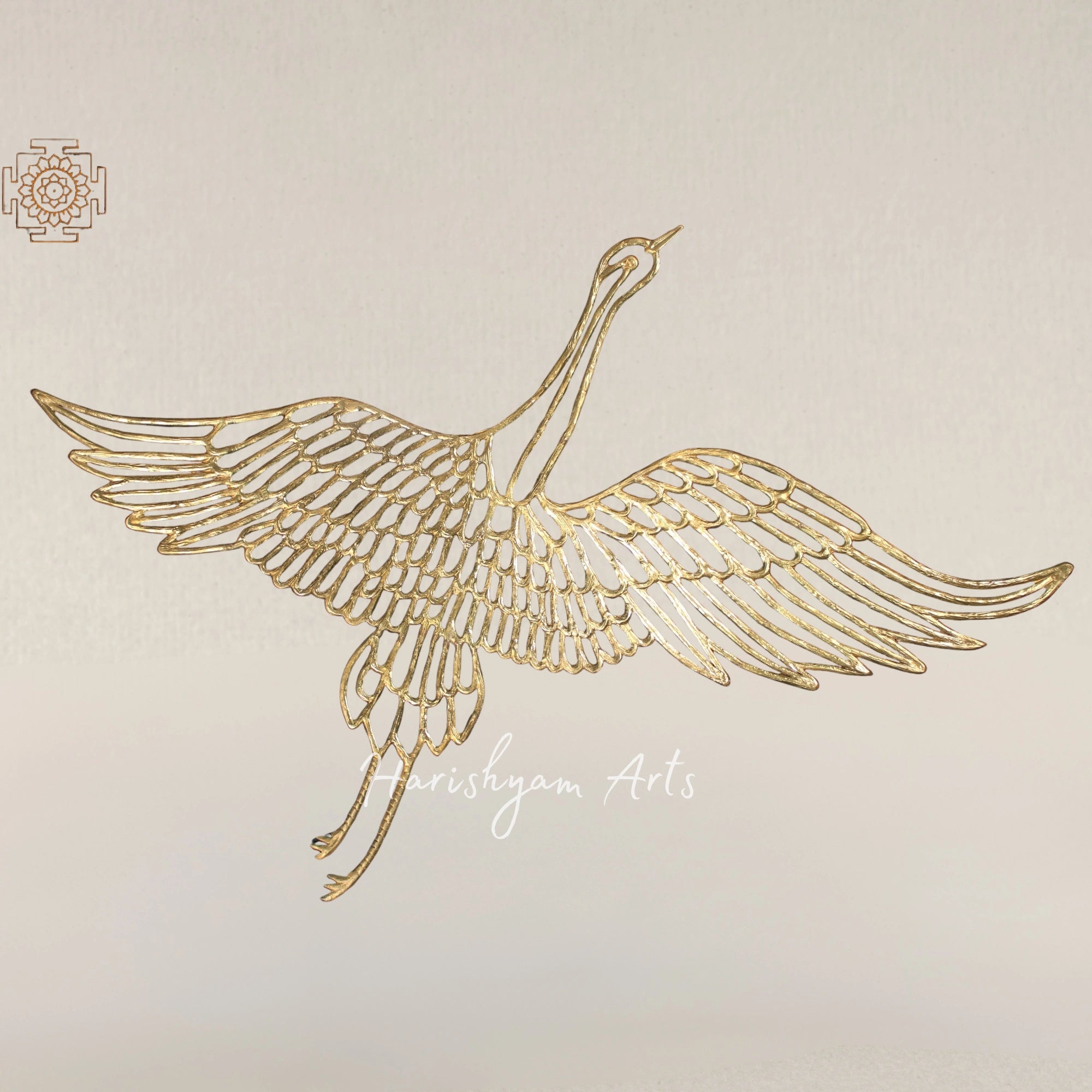 24" Artisanal Brass Swan Wall Mount Décor Piece