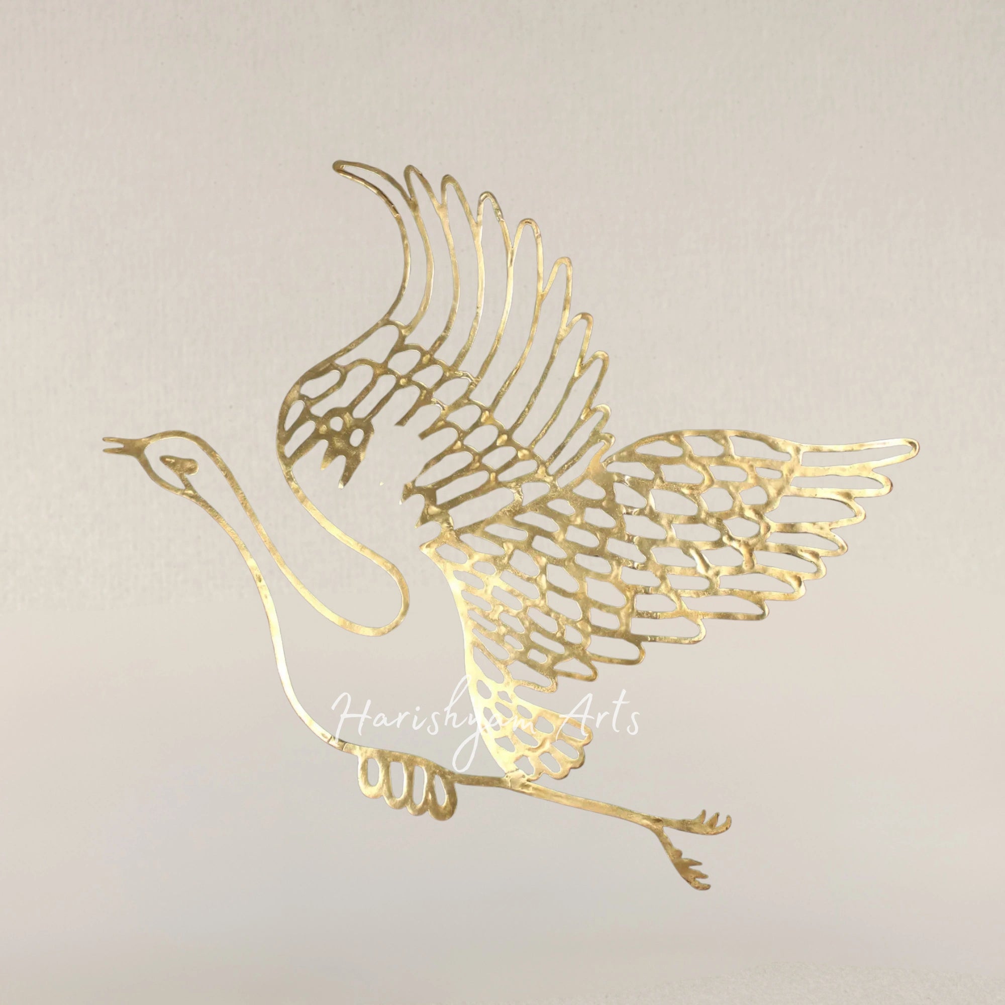 24" Artisanal Brass Swan Wall Mount Décor Piece