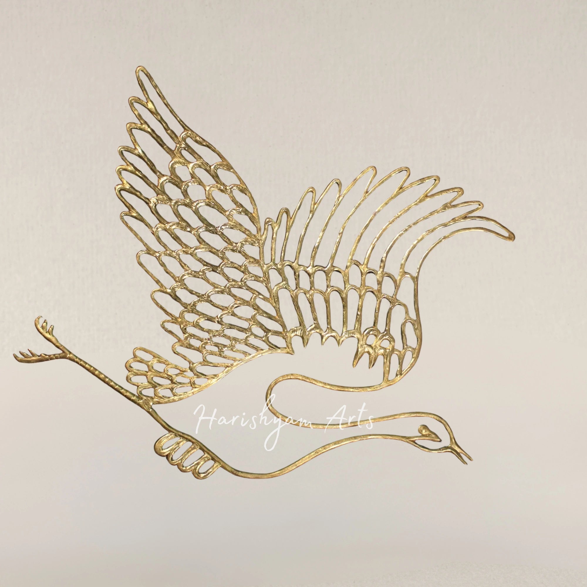 24" Artisanal Brass Swan Wall Mount Décor Piece