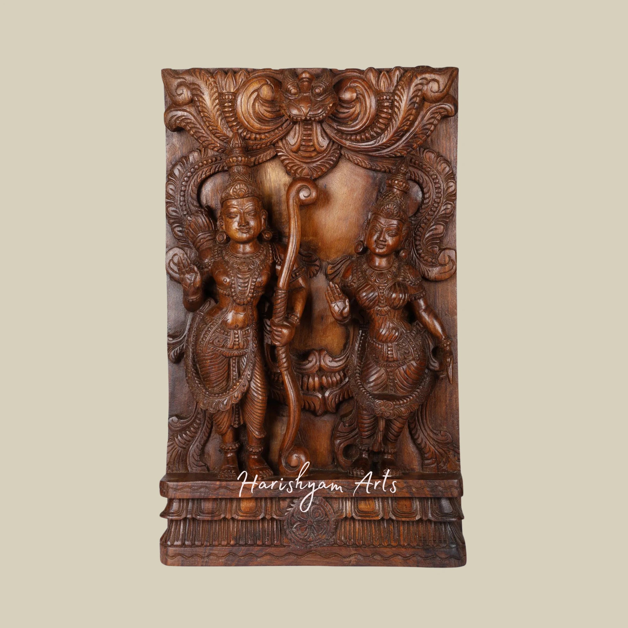 24" Handcrafted Siya-Rama Wood Carved Statue for Home