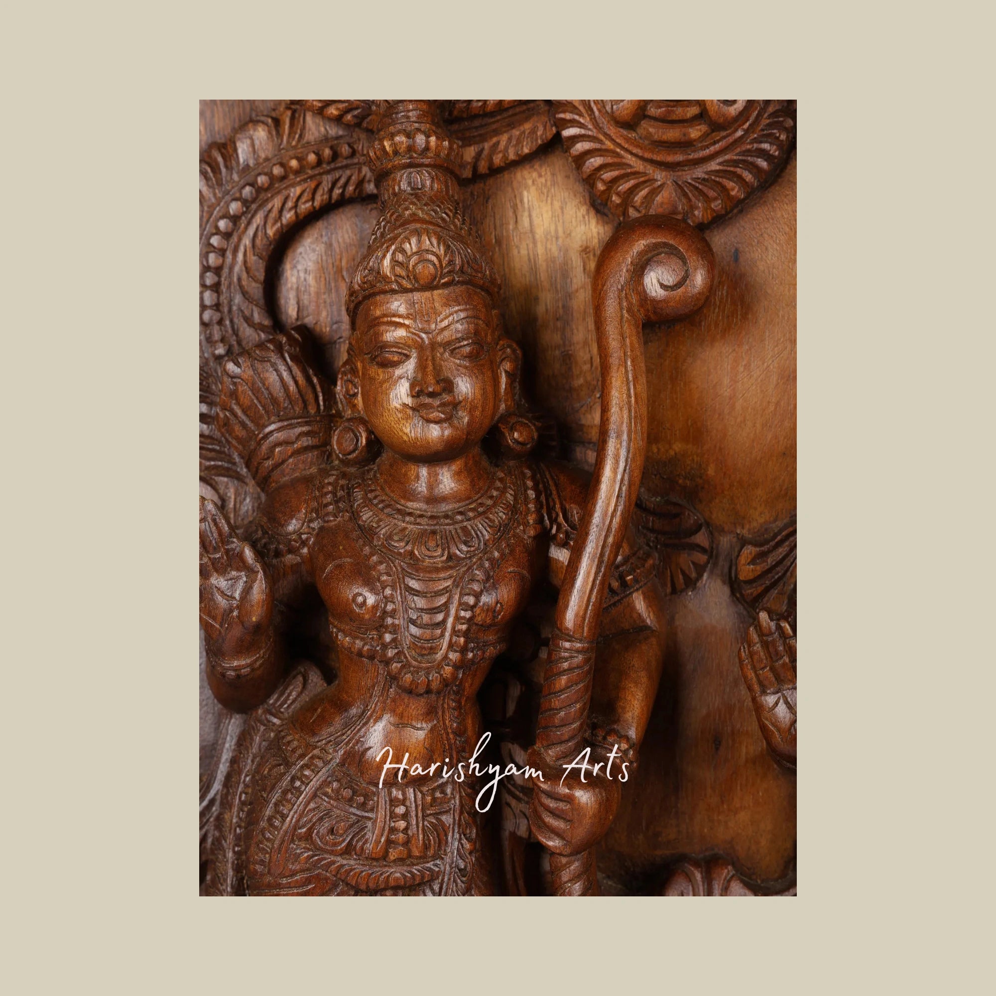 24" Handcrafted Siya-Rama Wood Carved Statue for Home1