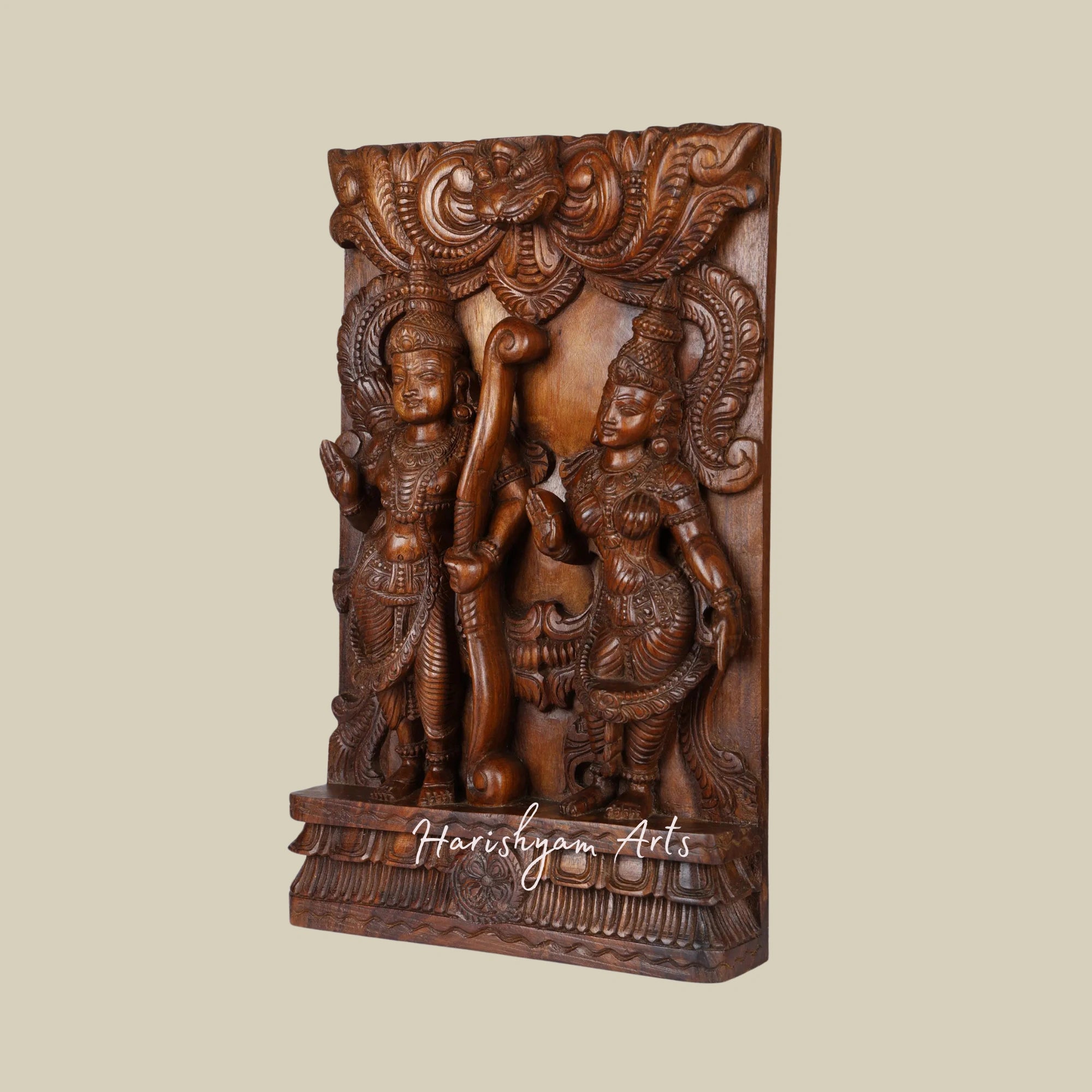 24" Handcrafted Siya-Rama Wood Carved Statue for Home3