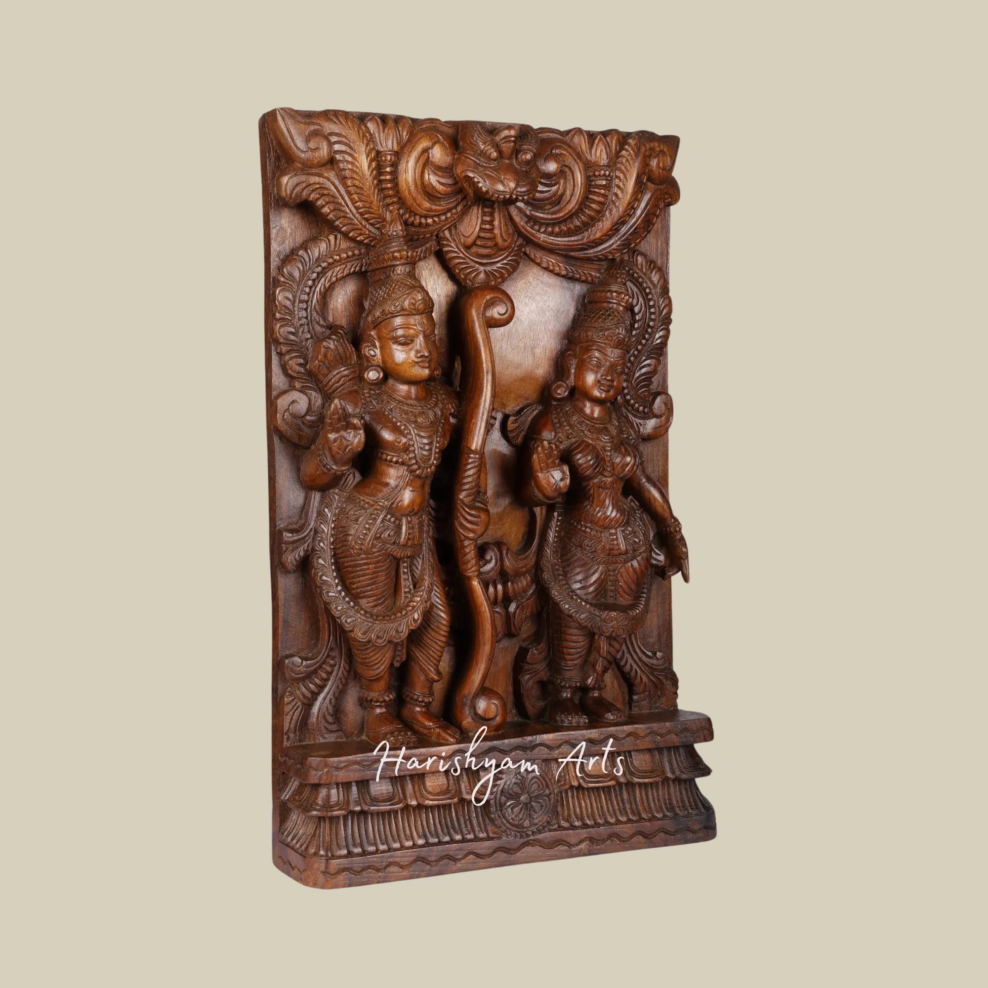 24" Handcrafted Siya-Rama Wood Carved Statue for Home4