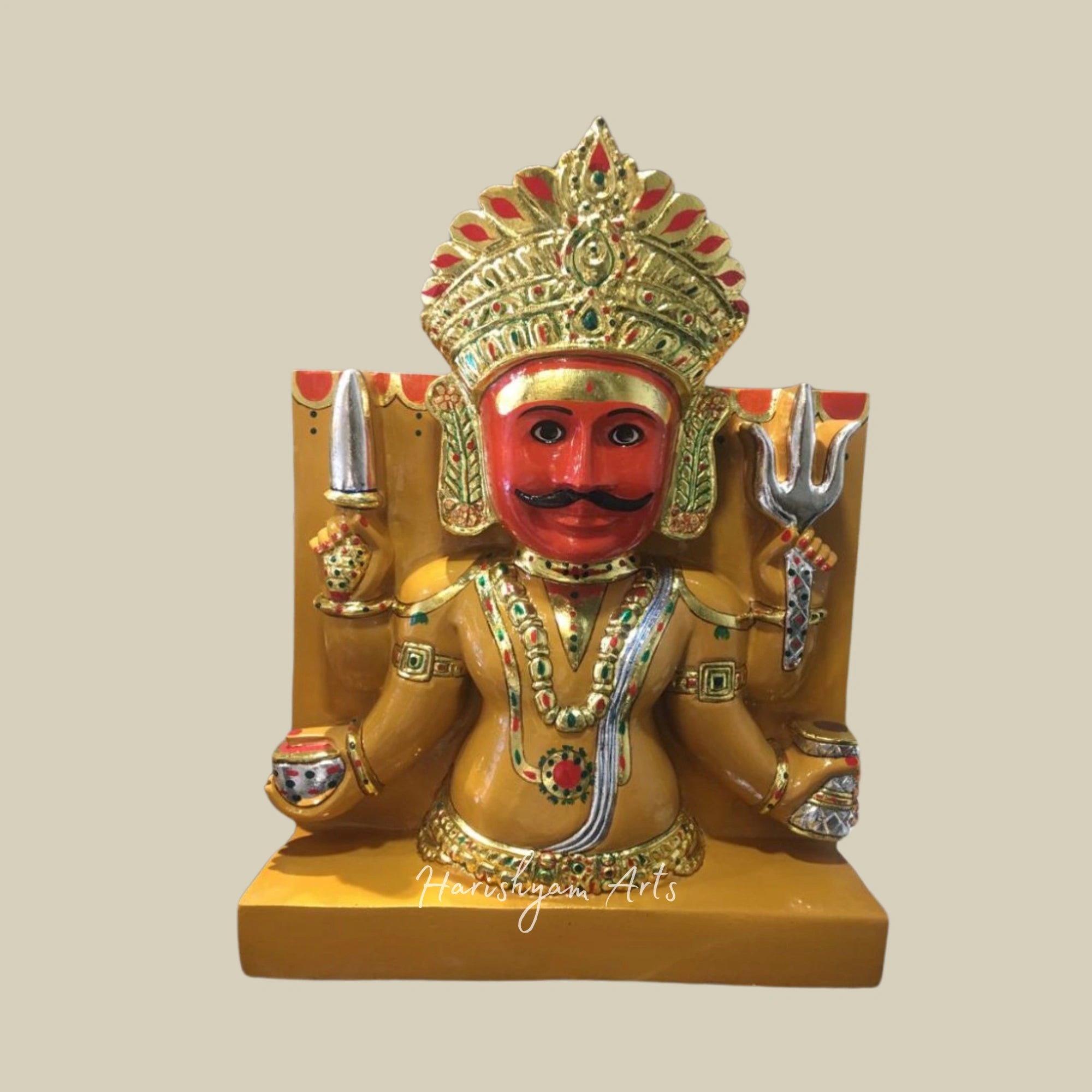 24" Handmade Nakoda Bhairav Marble Statue for Puja Room