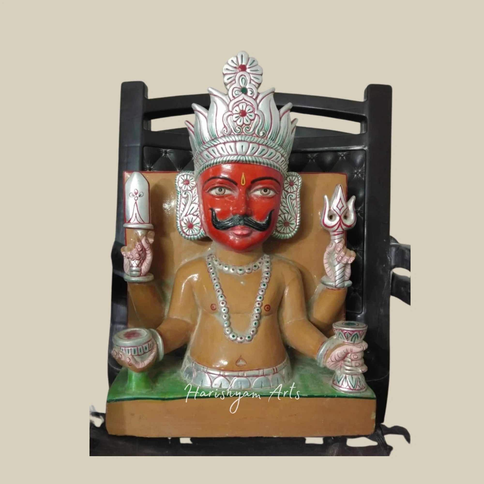 24" Handmade Nakoda Bhairav Marble Statue for Puja Room