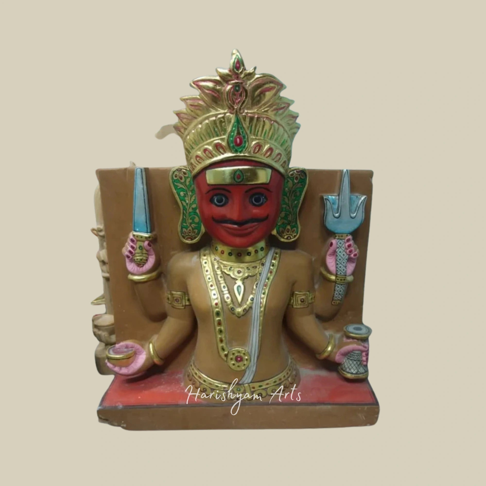 24" Handmade Nakoda Bhairav Marble Statue for Puja Room