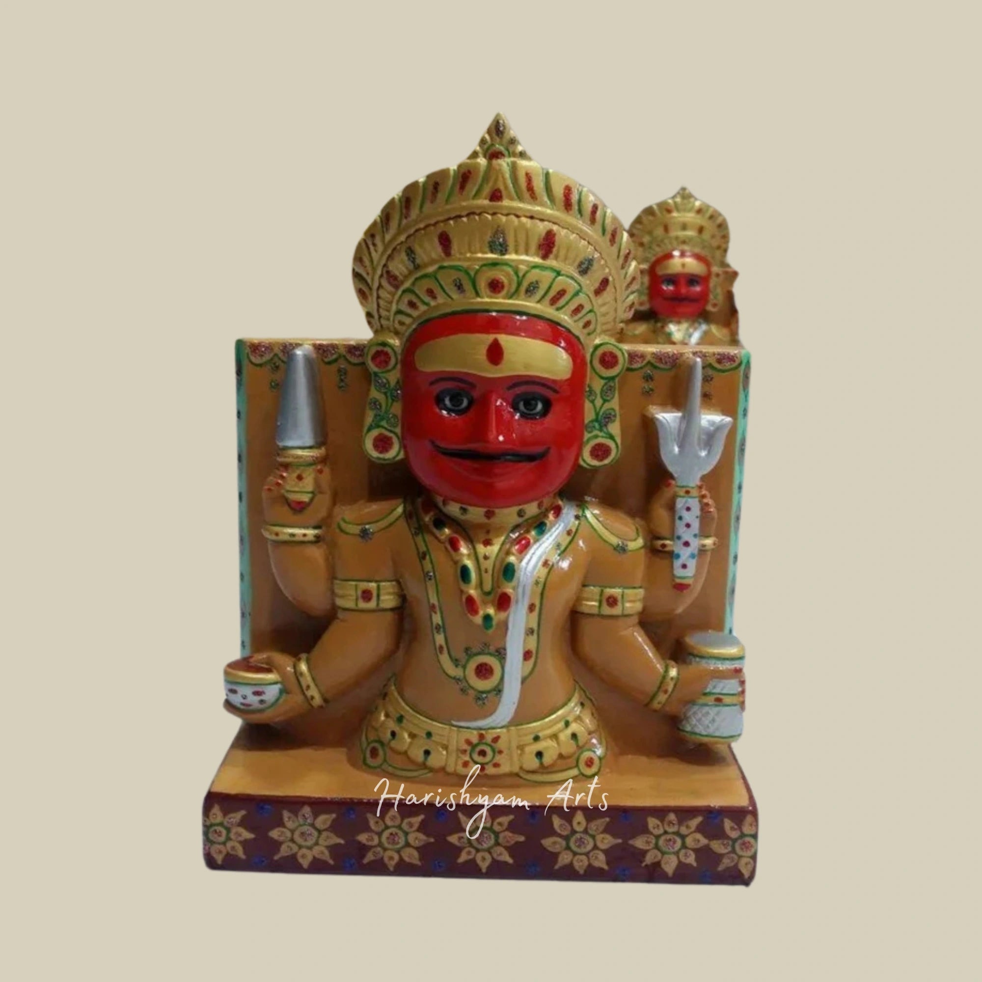 24" Handmade Nakoda Bhairav Marble Statue for Puja Room