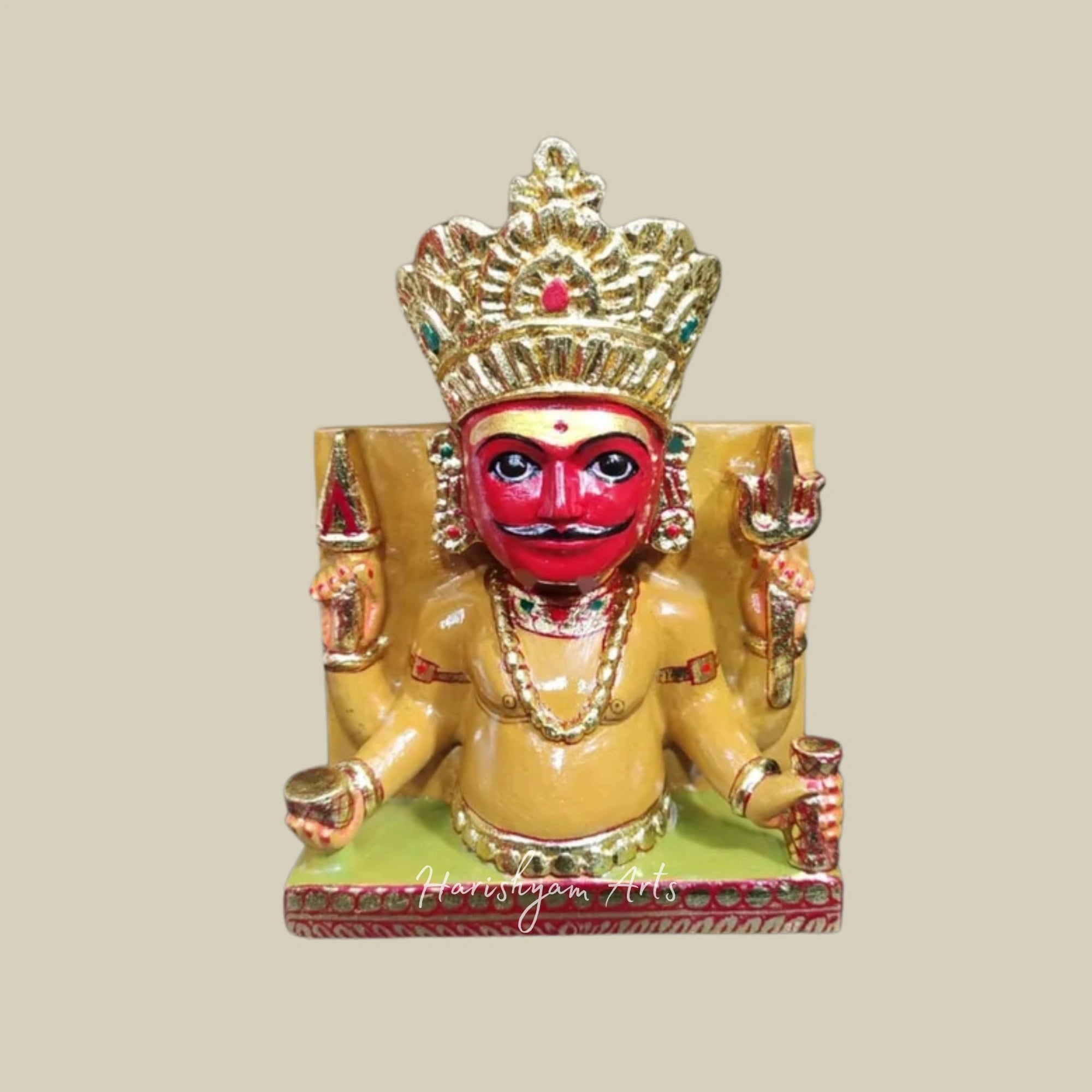 24" Handmade Nakoda Bhairav Marble Statue for Puja Room