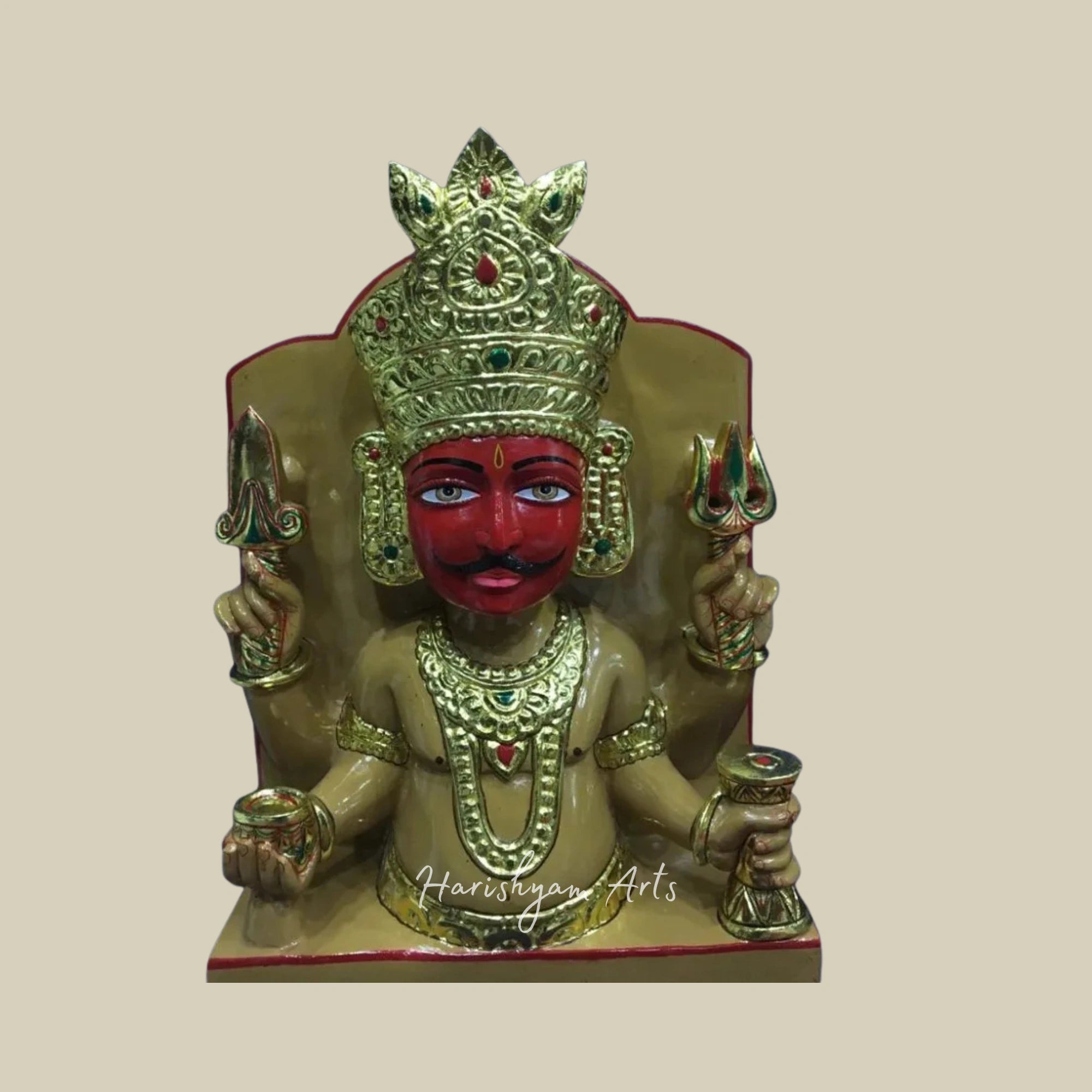 24" Handmade Nakoda Bhairav Marble Statue for Puja Room