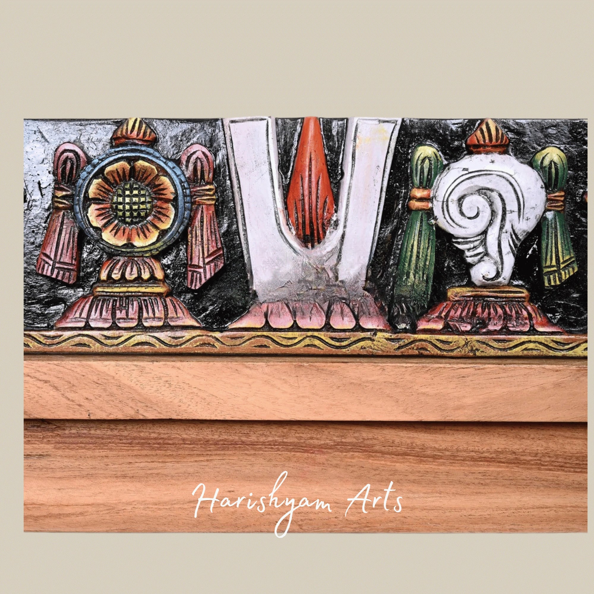 24" Handpainted Lord Balaji Vibrant Wooden Wall Panel
