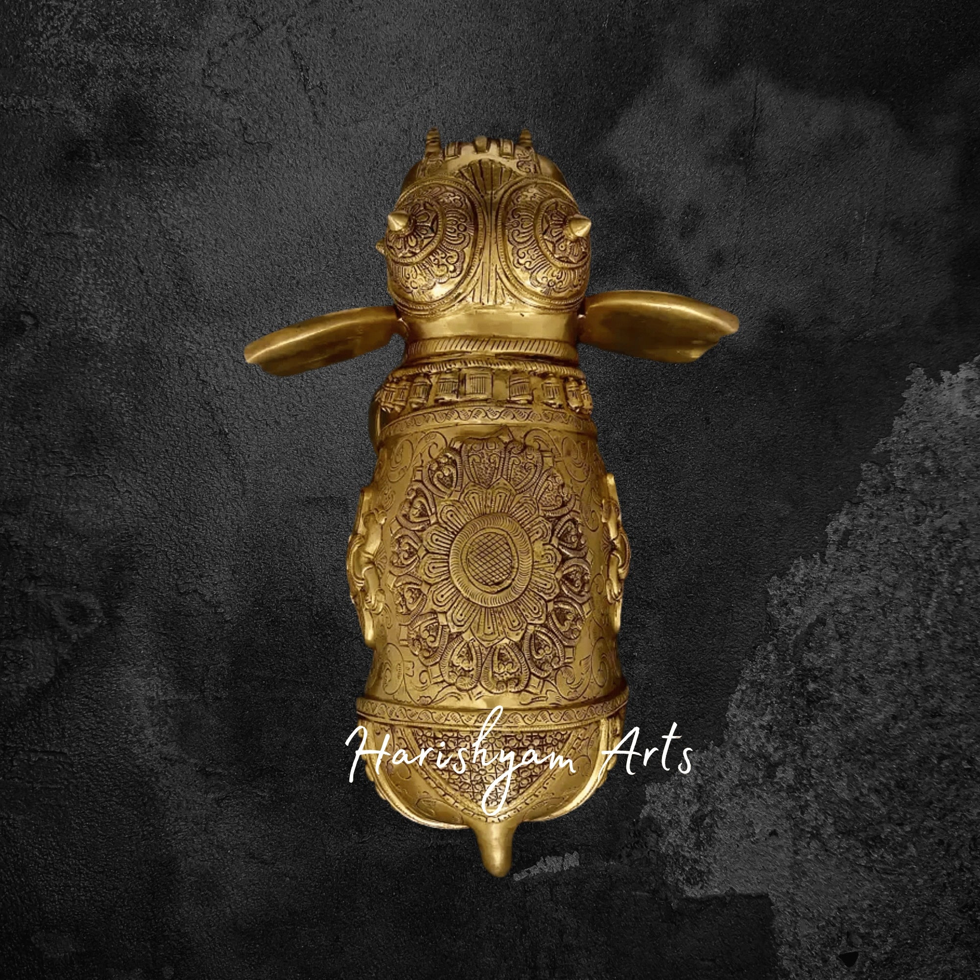 24" Majestic Brass Elephant Figurine with Intricate Carvings for Home Decor