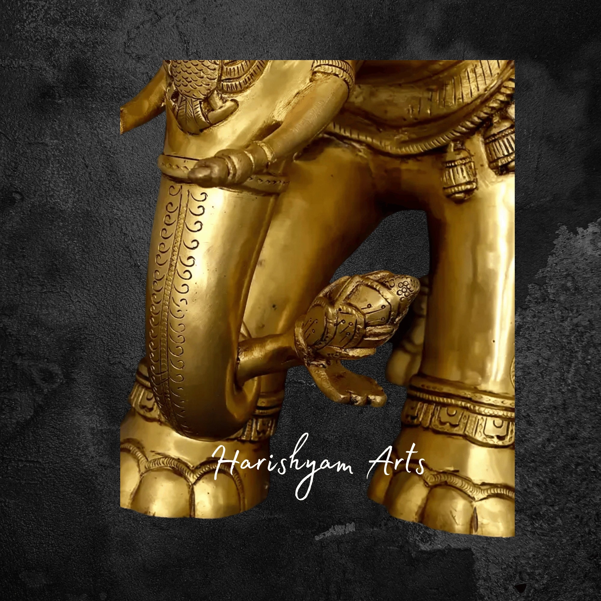 24" Majestic Brass Elephant Figurine with Intricate Carvings for Home Decor