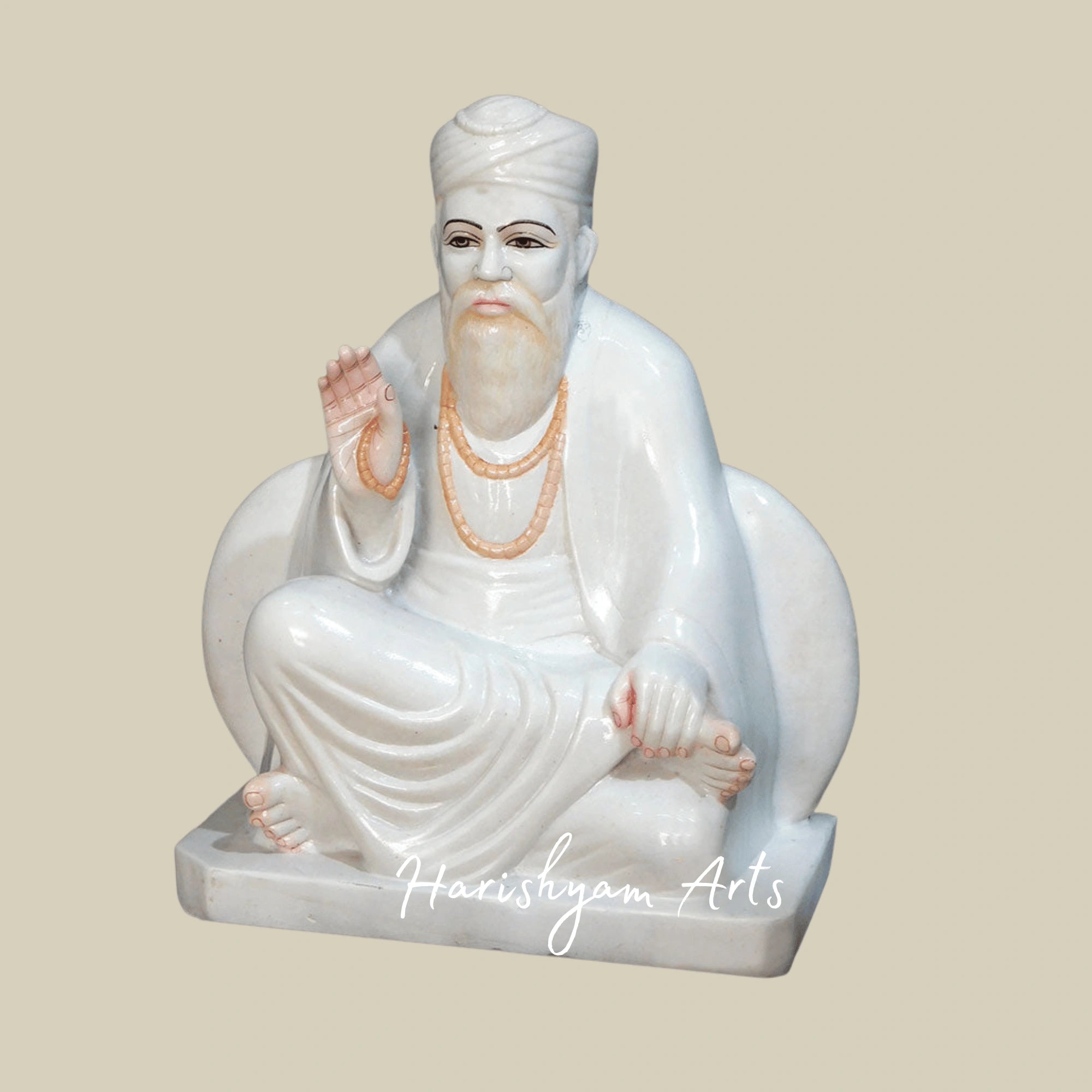 24" Makrana Marble Guru Nanak Ji Idol for Temples & Homes
