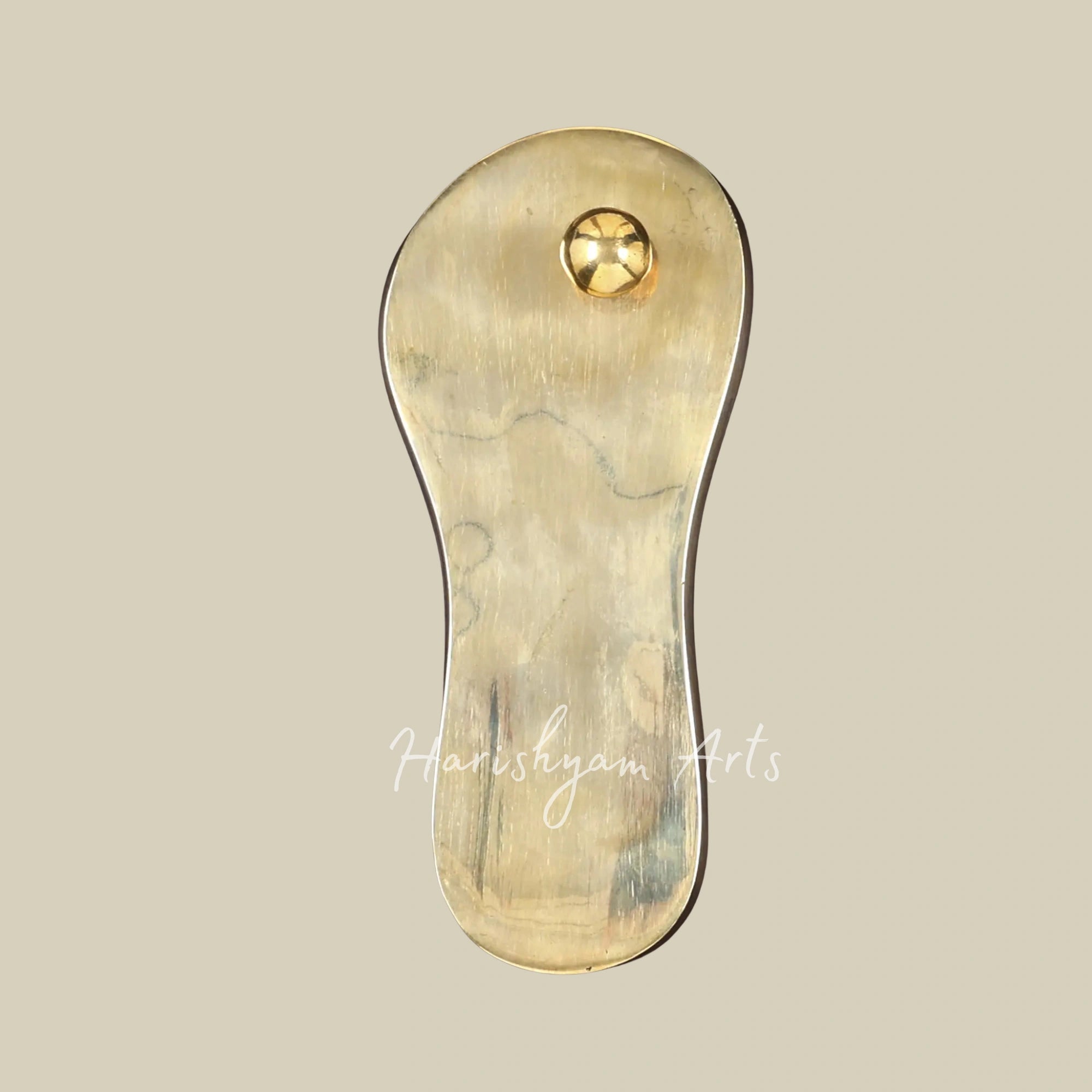 20"  Brass Charan Paduka Wall Art with Sun Moon Motifs and Wooden Frame