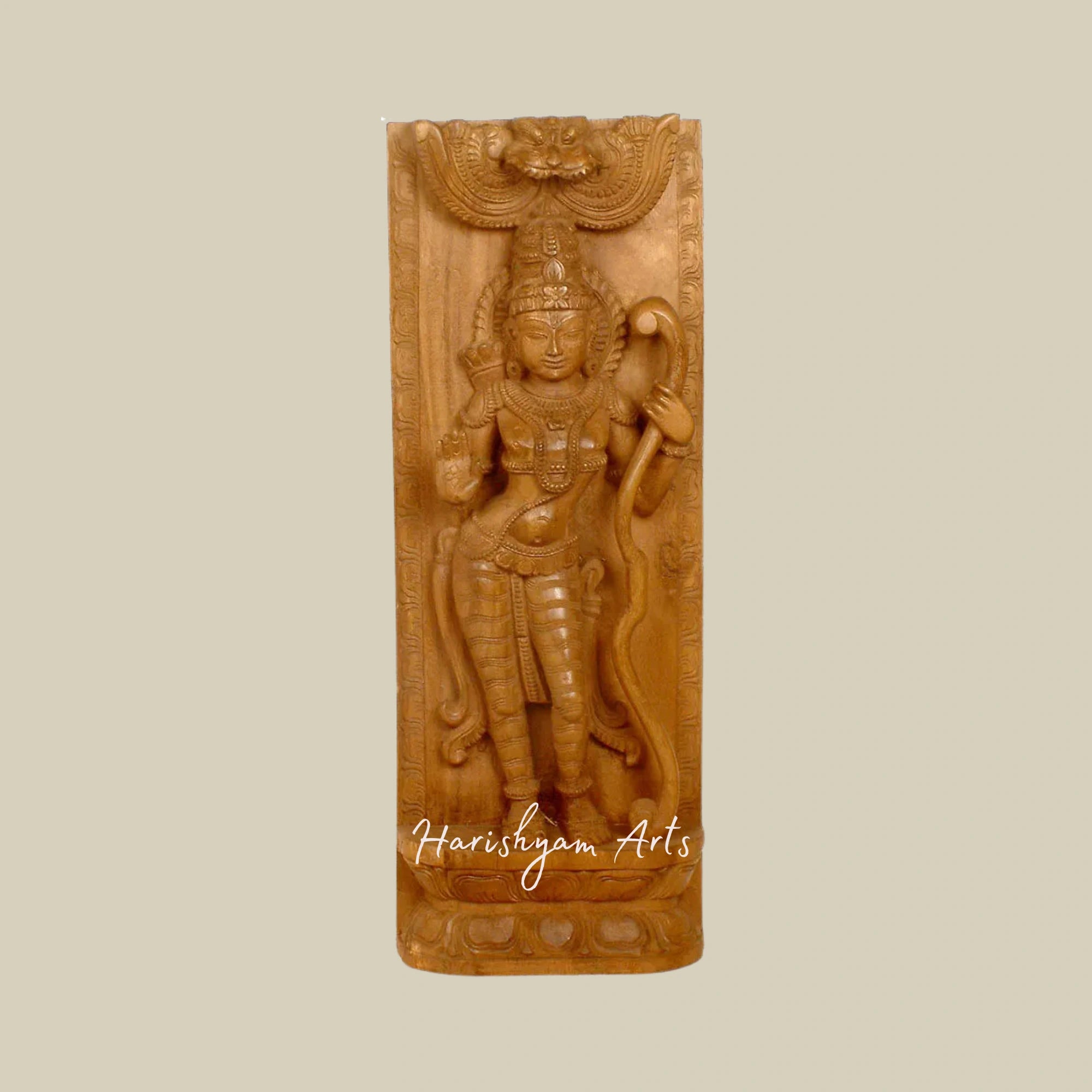 24" Shri Rama Avatara Antique Wooden Sculpture for Home