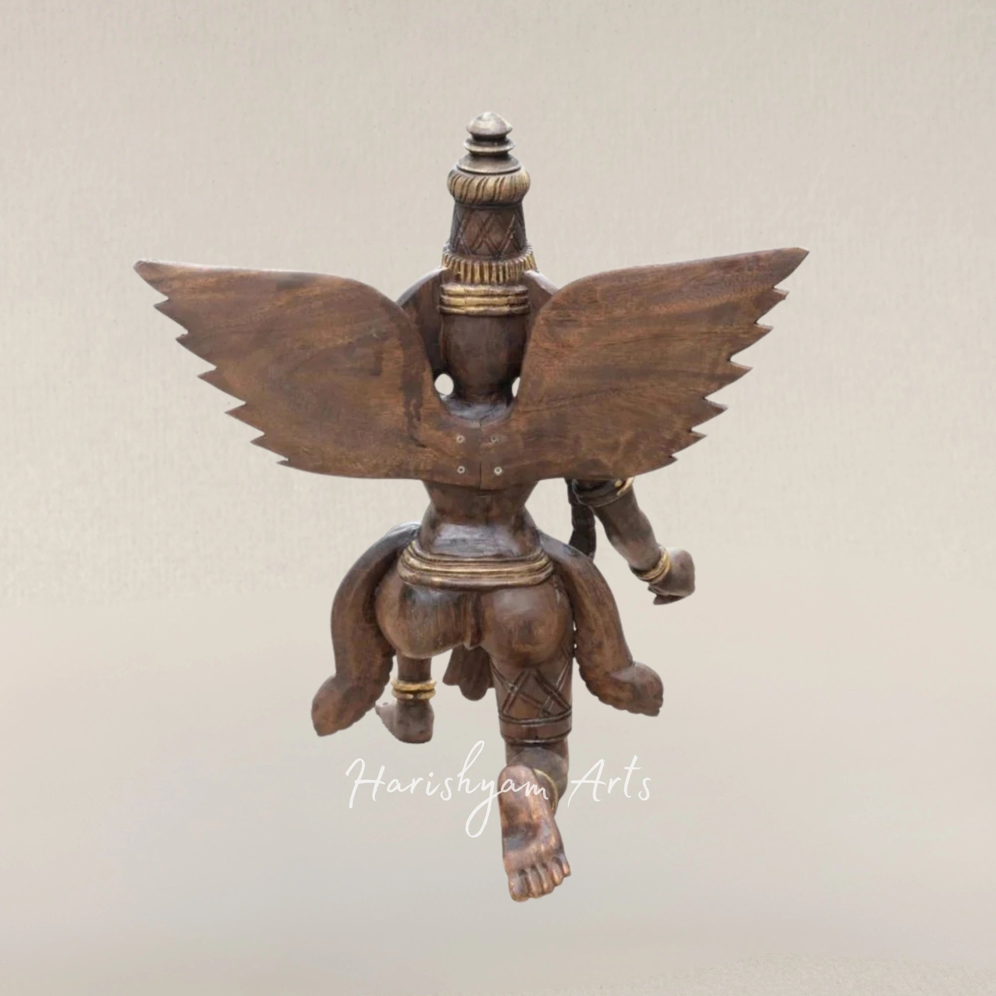 24" Sitting Garuda Tabletop Artwork Woodcarved Symbol of Devotion and Protection
