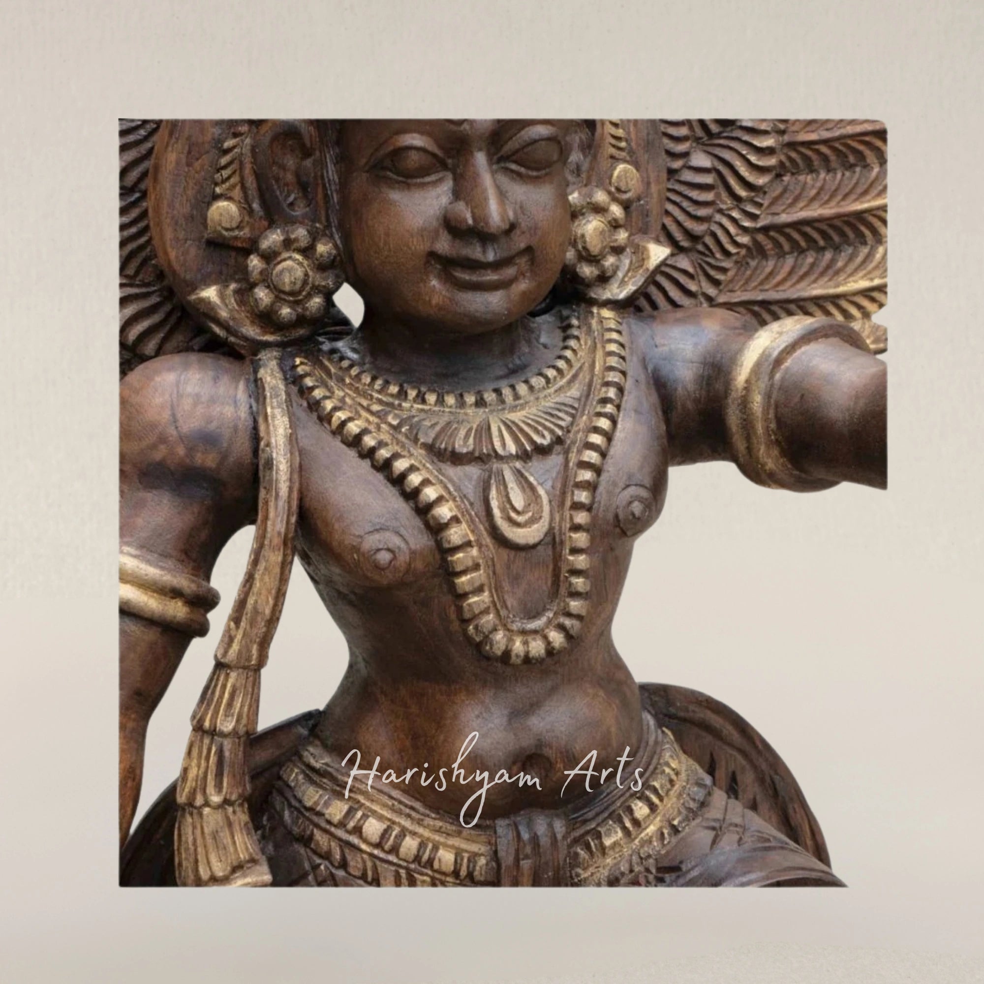 24" Sitting Garuda Tabletop Artwork Woodcarved Symbol of Devotion and Protection