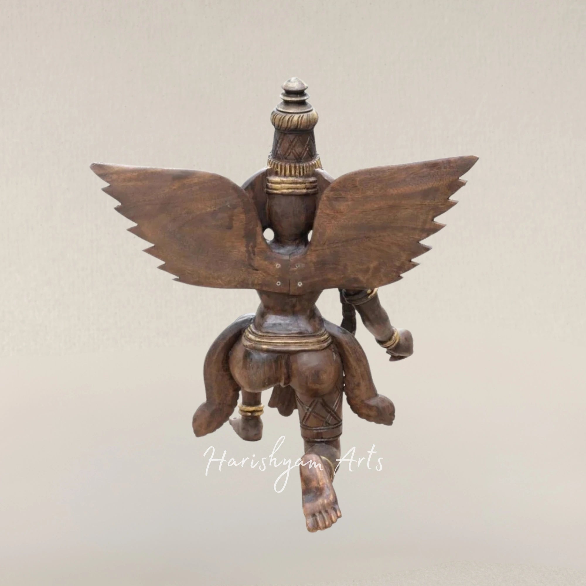 24" Sitting Garuda Tabletop Artwork Woodcarved Symbol of Devotion and Protection
