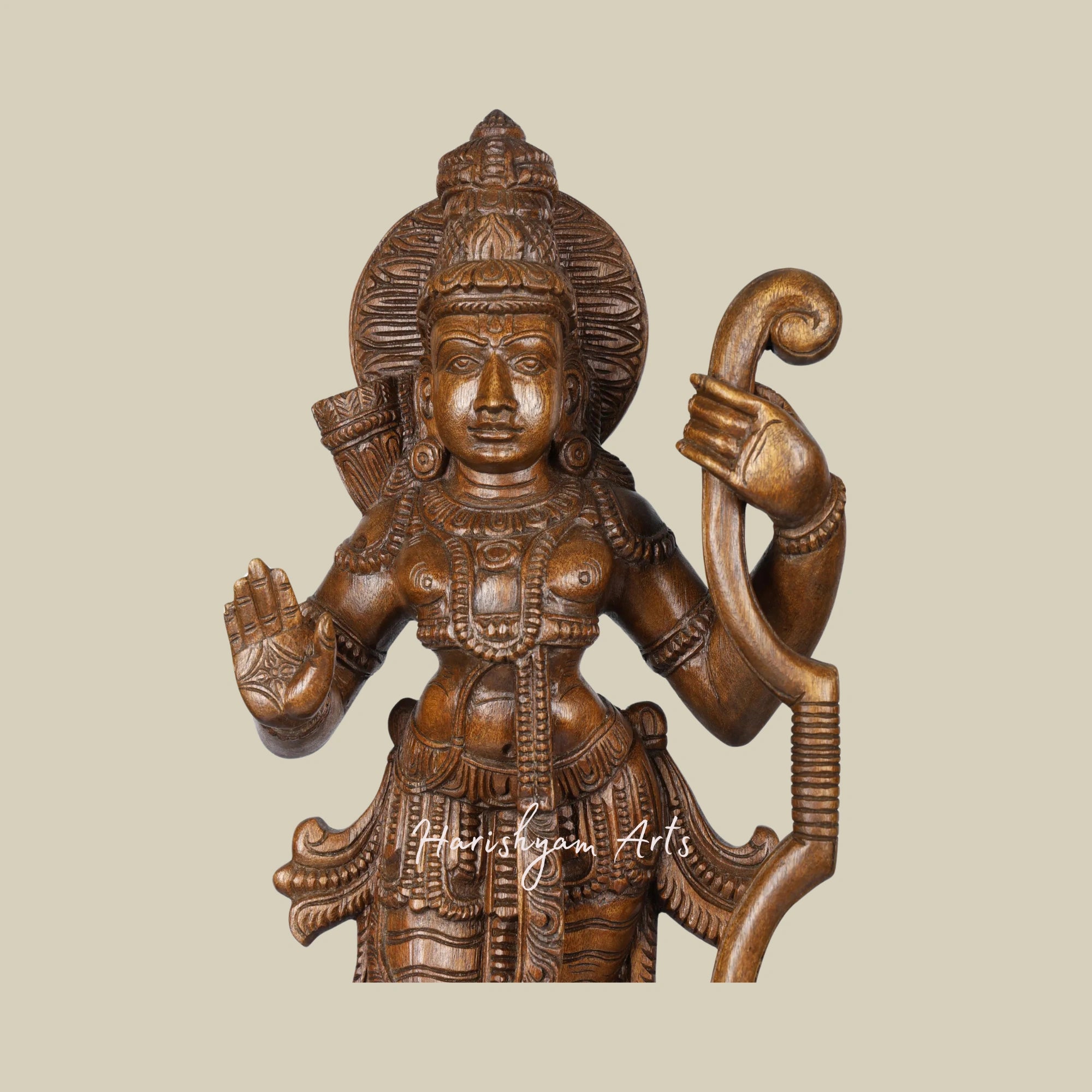 24" Standing Wooden Lord Ram Idol in Blessing Gesture