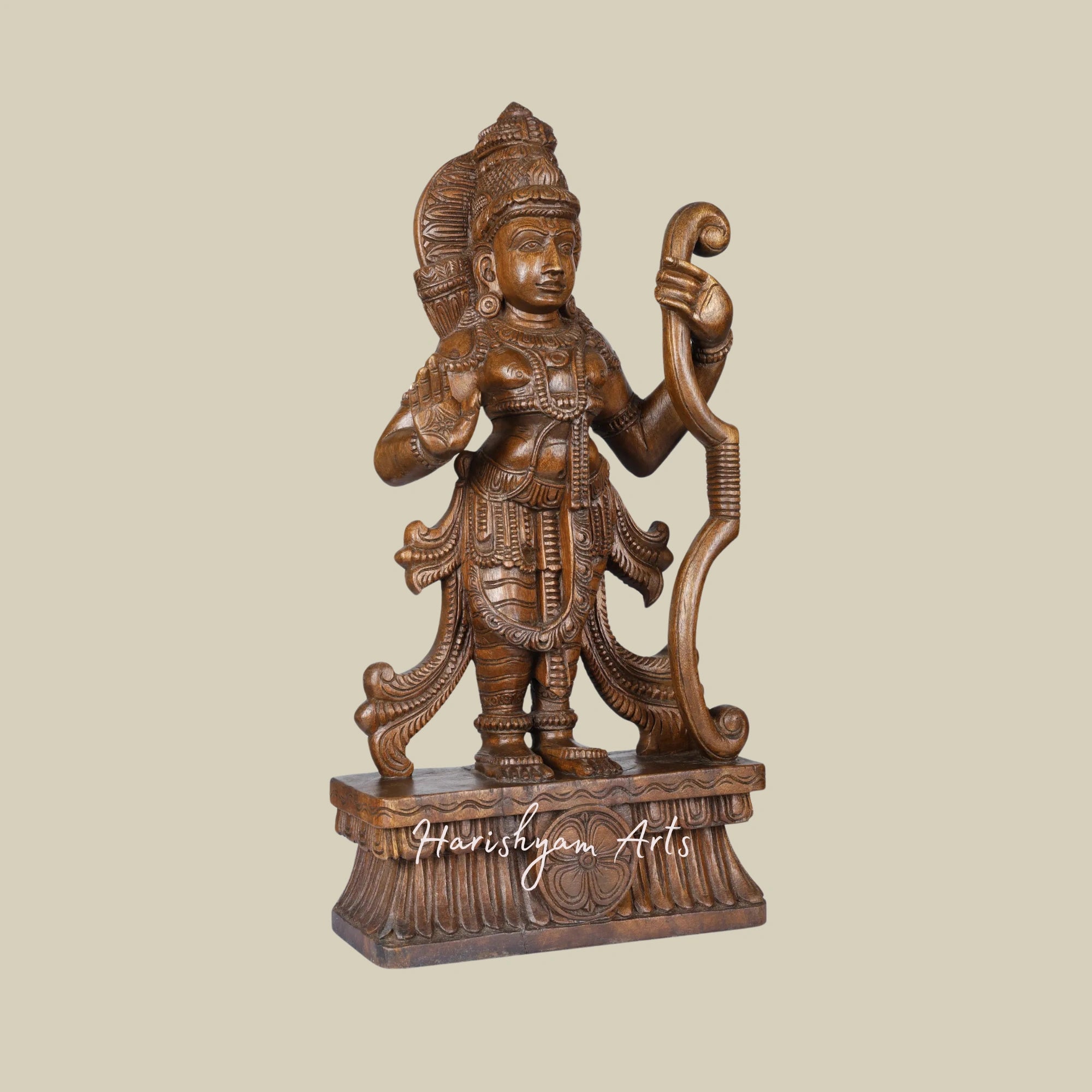 24" Standing Wooden Lord Ram Idol in Blessing Gesture2