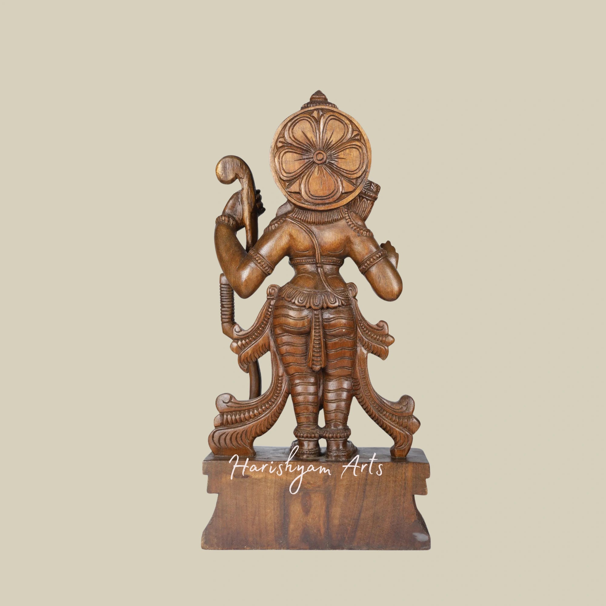 24" Standing Wooden Lord Ram Idol in Blessing Gesture3