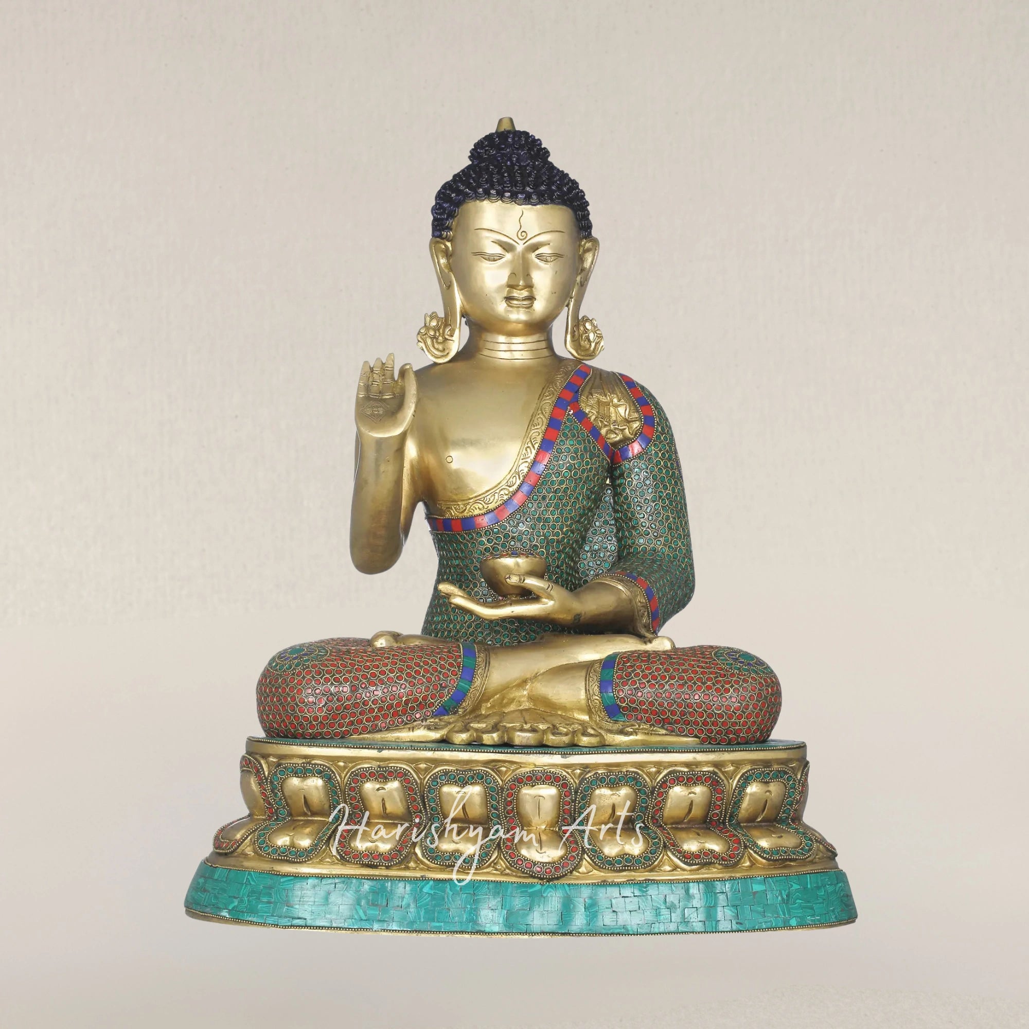 24" Tibetan Buddhist Preaching Buddha Brass Deity Statue for Meditation and Worship