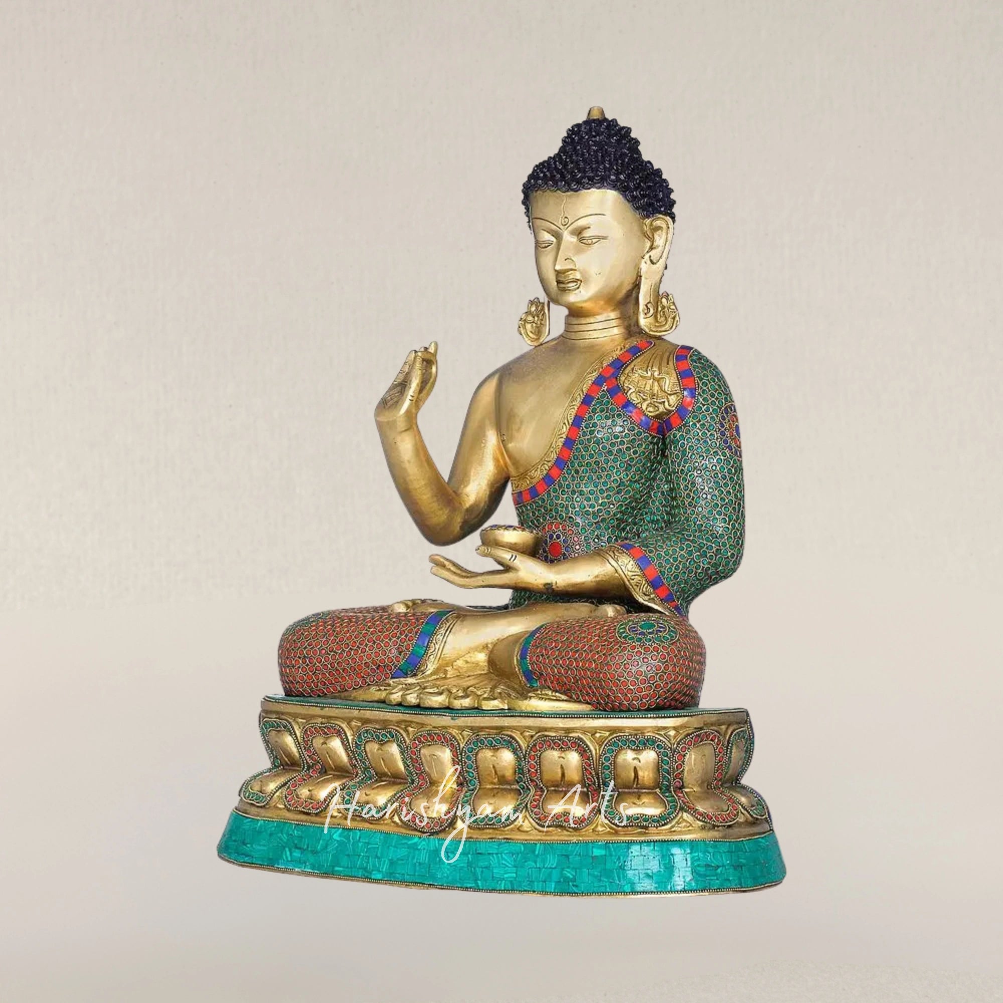 24" Tibetan Buddhist Preaching Buddha Brass Deity Statue for Meditation and Worship