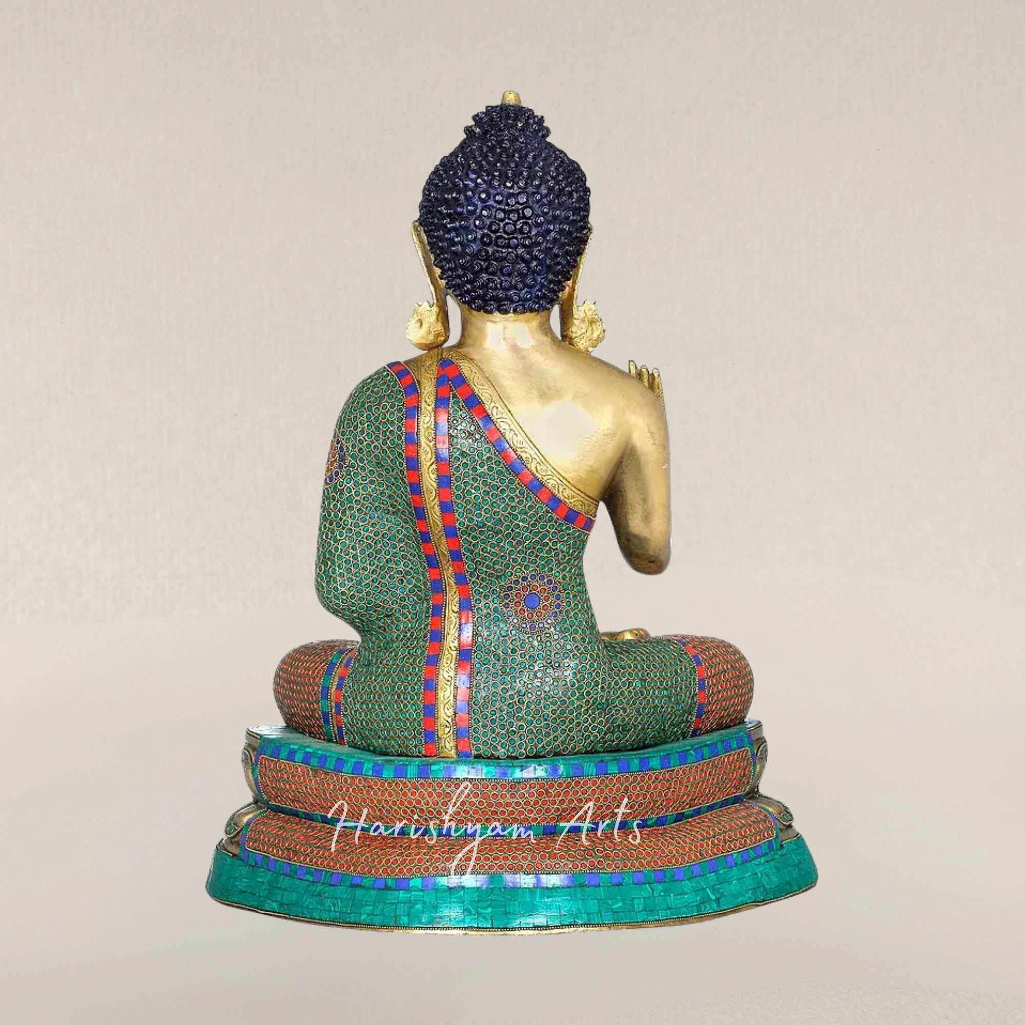 24" Tibetan Buddhist Preaching Buddha Brass Deity Statue for Meditation and Worship