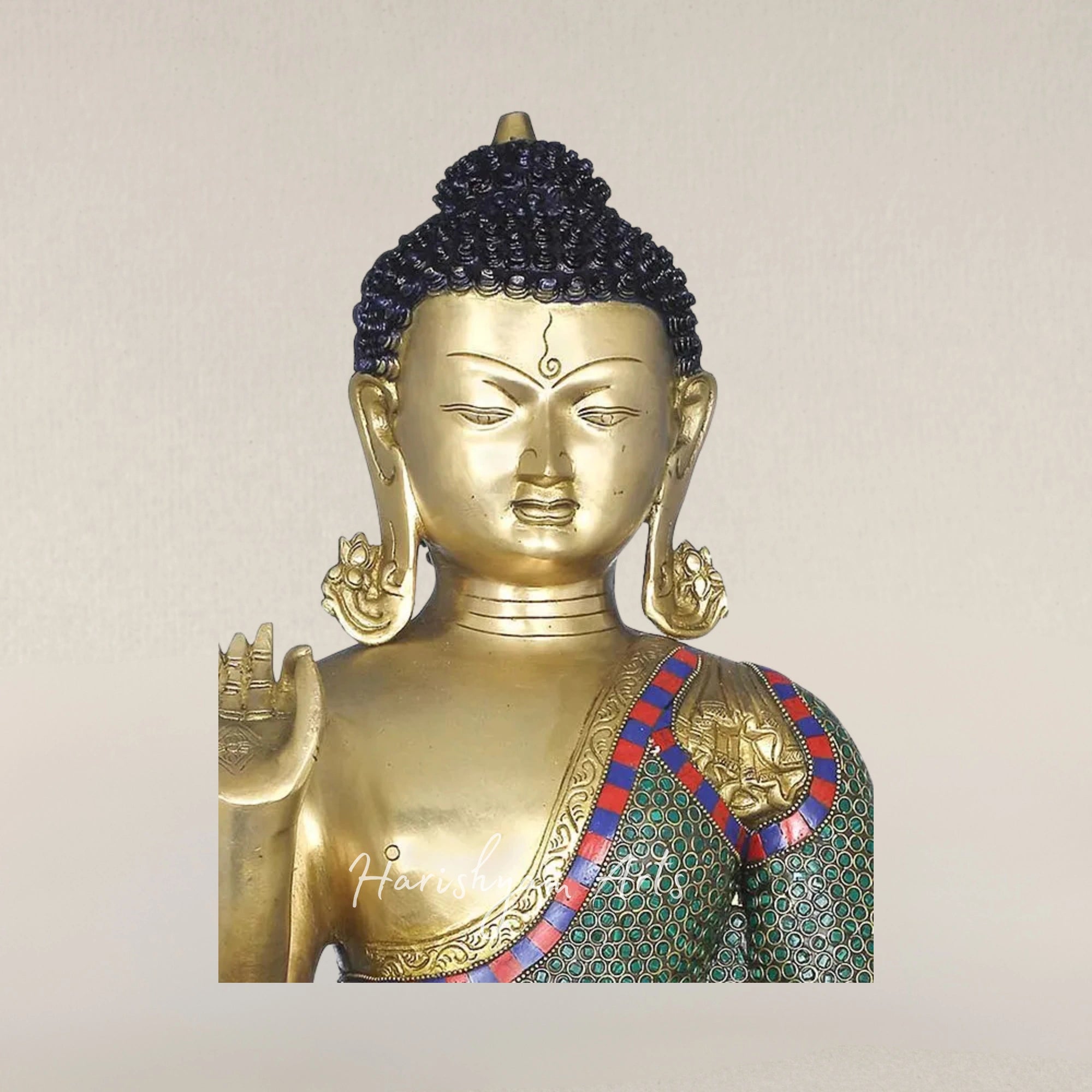 24" Tibetan Buddhist Preaching Buddha Brass Deity Statue for Meditation and Worship