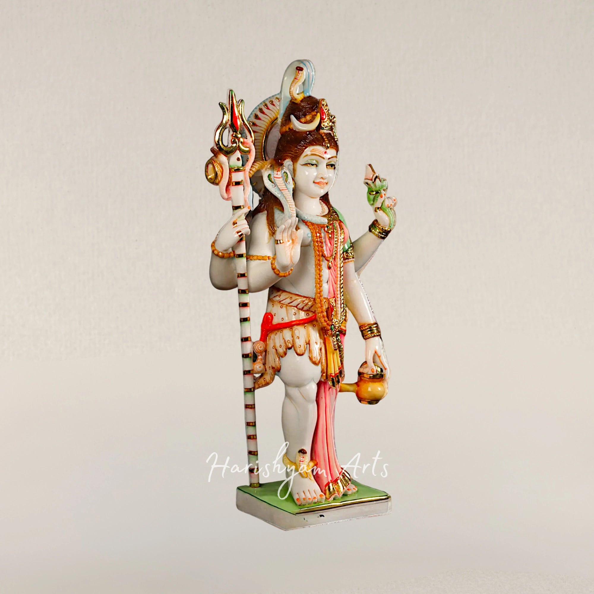 24" Traditional Ardhanarishvara White Marble Statue for Pooja Room