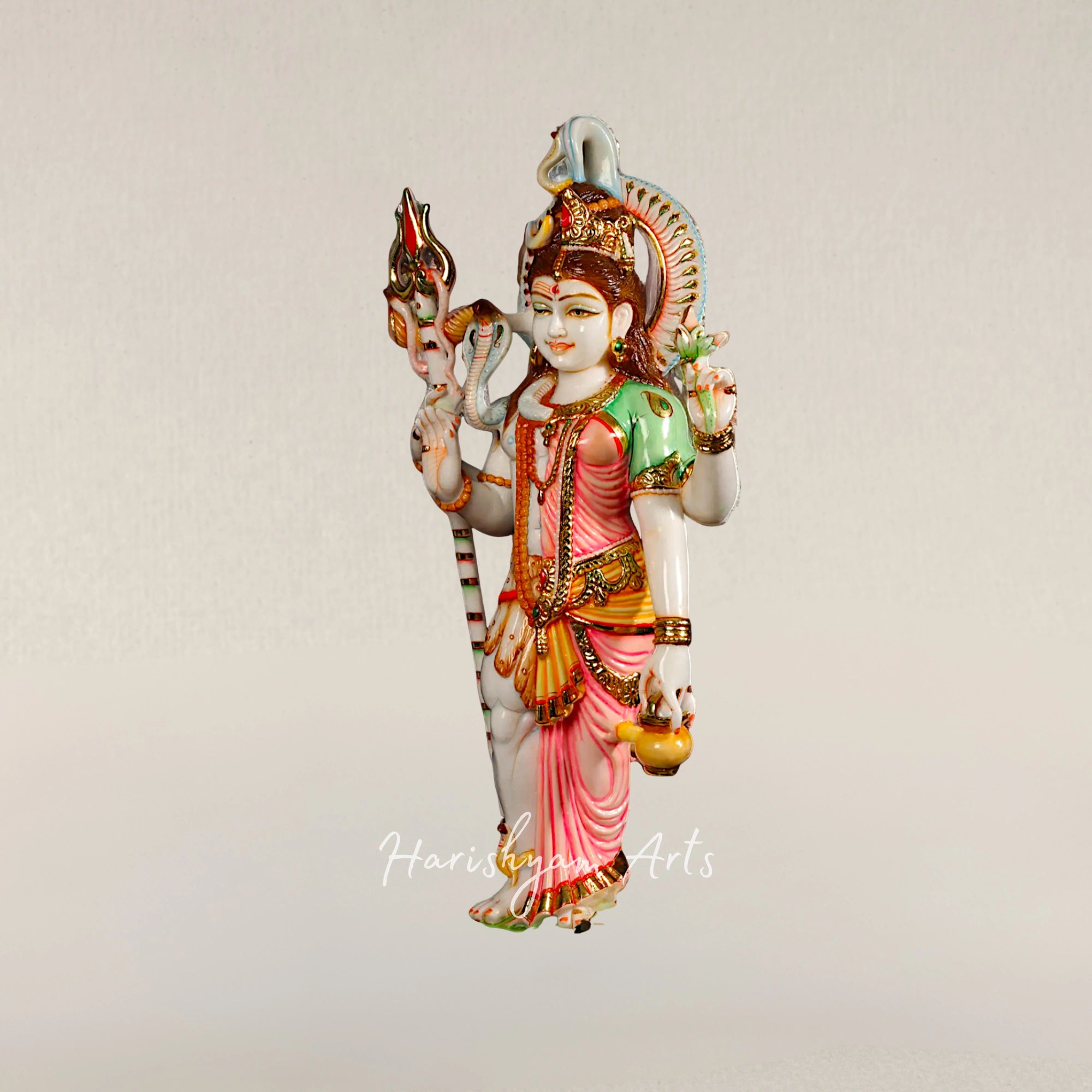 24" Traditional Ardhanarishvara White Marble Statue for Pooja Room