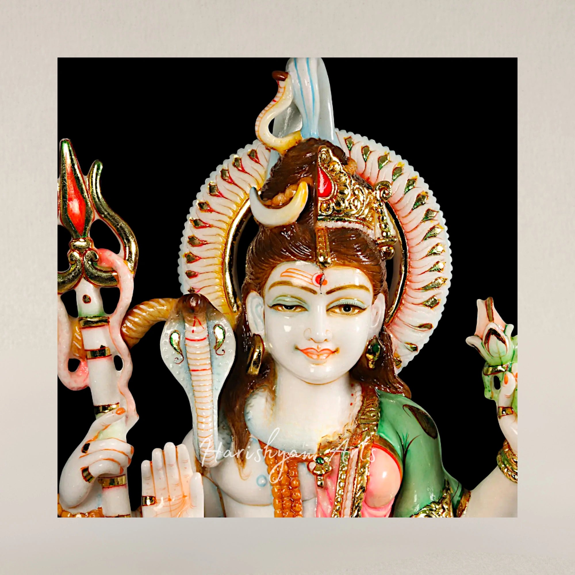 24" Traditional Ardhanarishvara White Marble Statue for Pooja Room