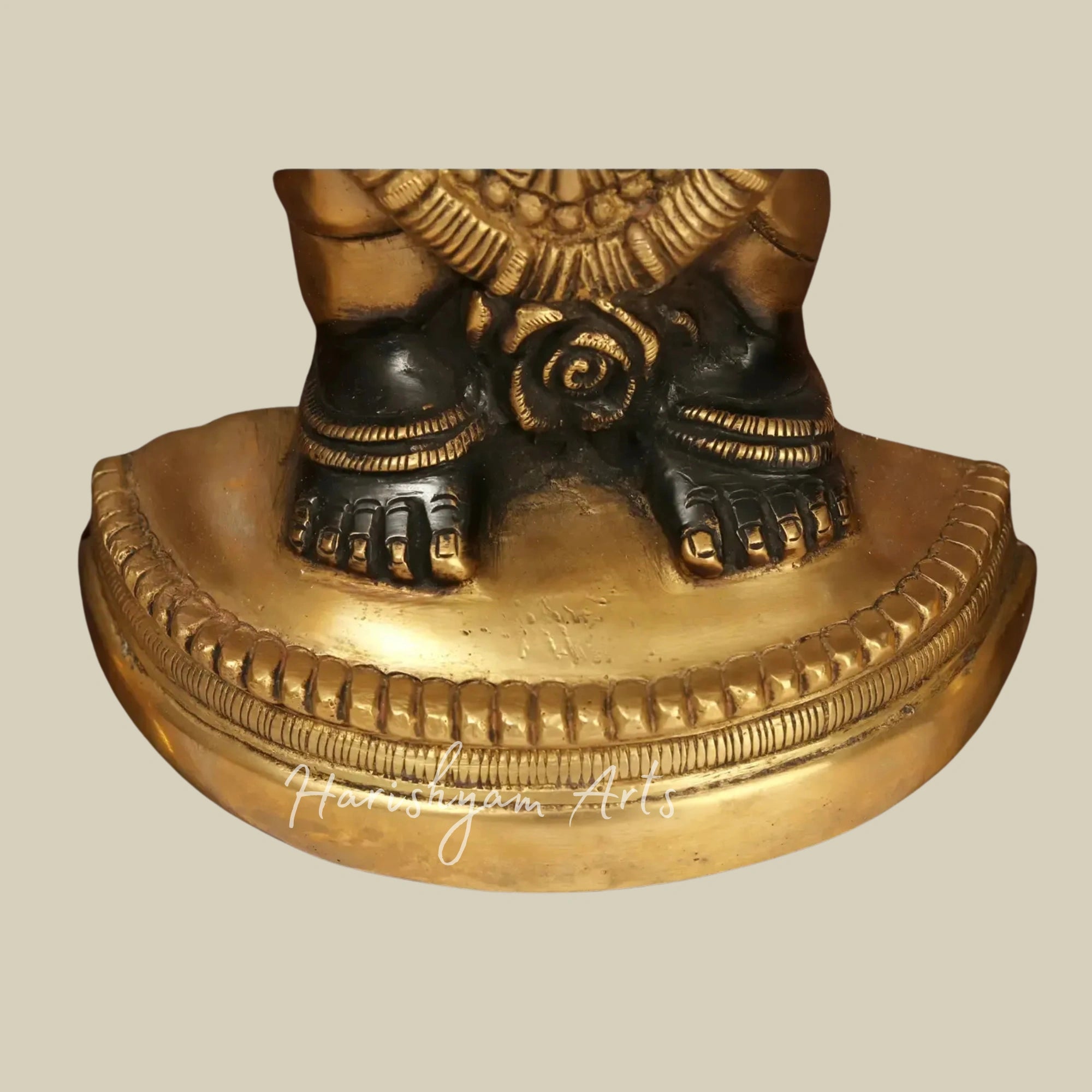 24" Traditional Shrinath Ji Brass Idol Wall Decor with Elegant Wooden Frame