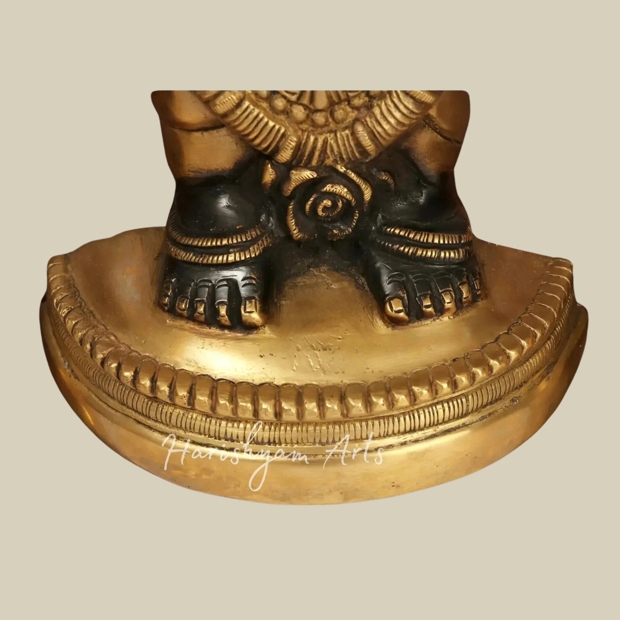 24" Traditional Shrinath Ji Brass Idol Wall Decor with Elegant Wooden Frame