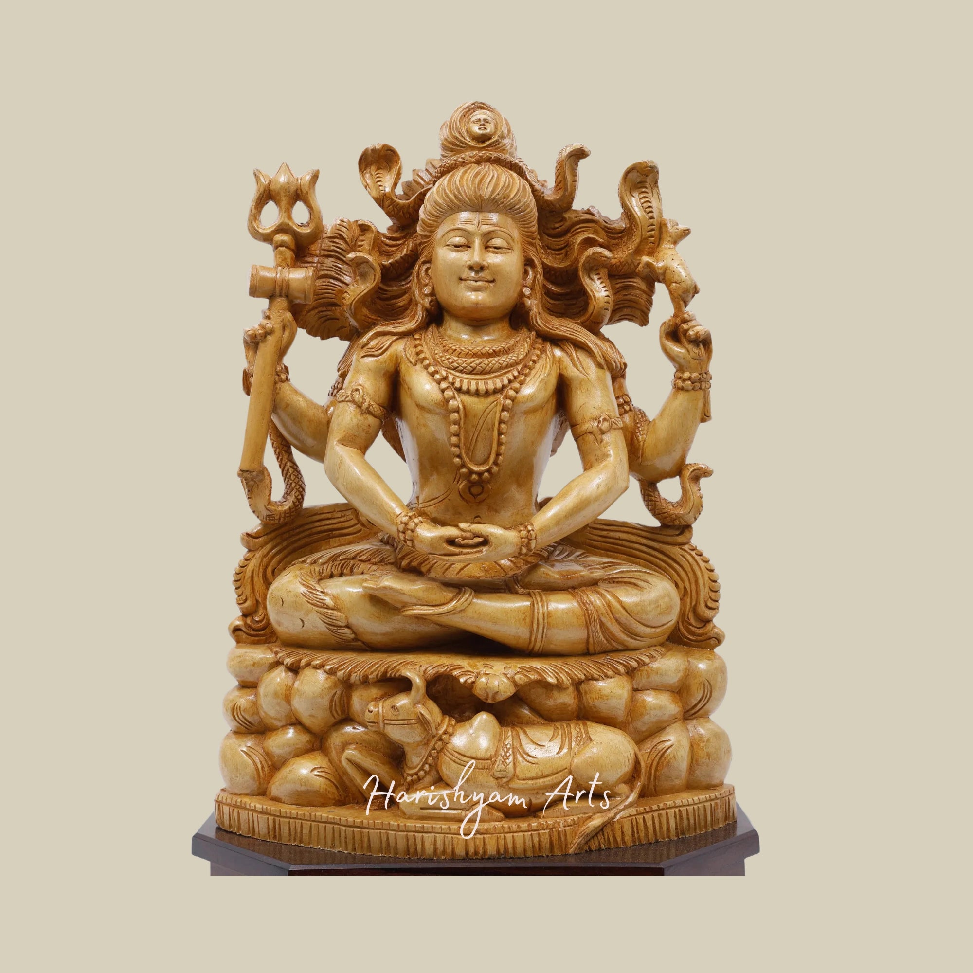 24" Mahayogi Shiva Handcrafted Wooden Statue