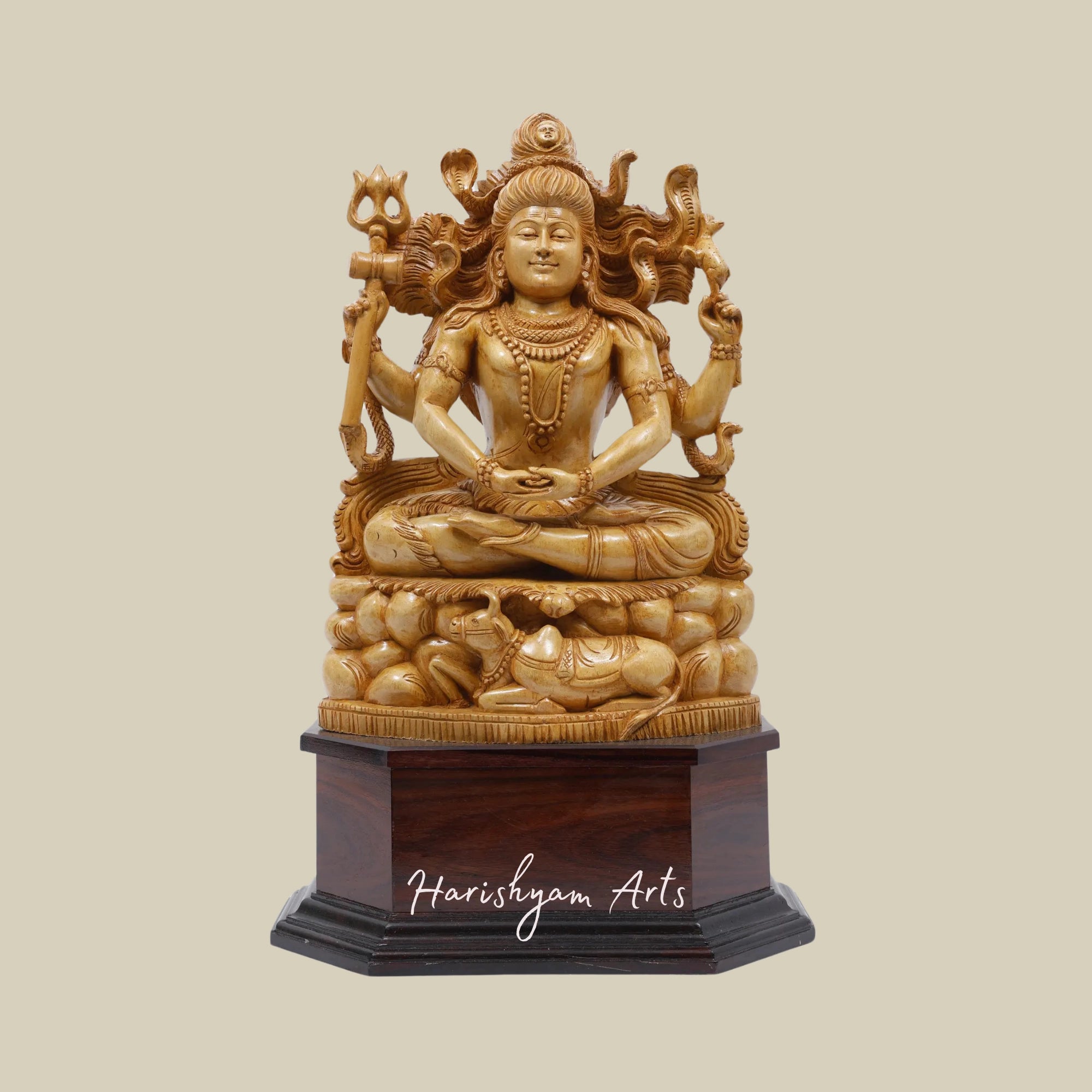 24" Mahayogi Shiva Handcrafted Wooden Statue1