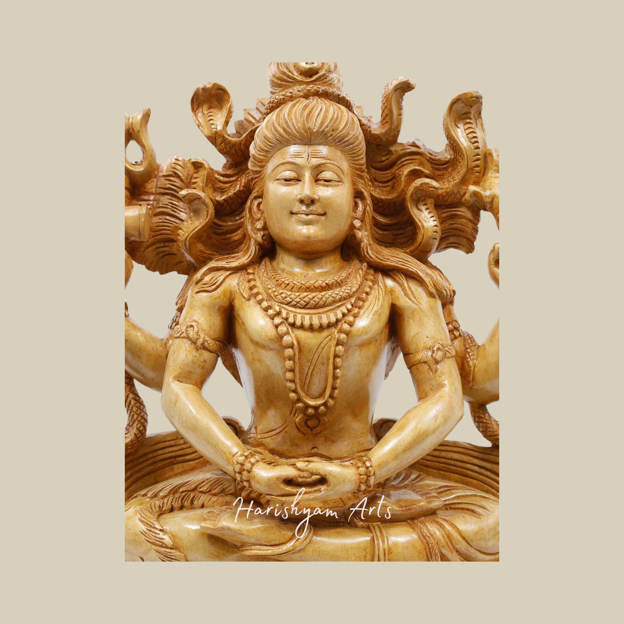 24" Mahayogi Shiva Handcrafted Wooden Statue2