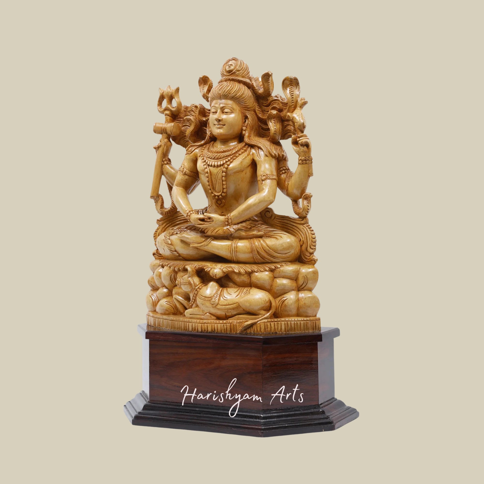 24" Mahayogi Shiva Handcrafted Wooden Statue6