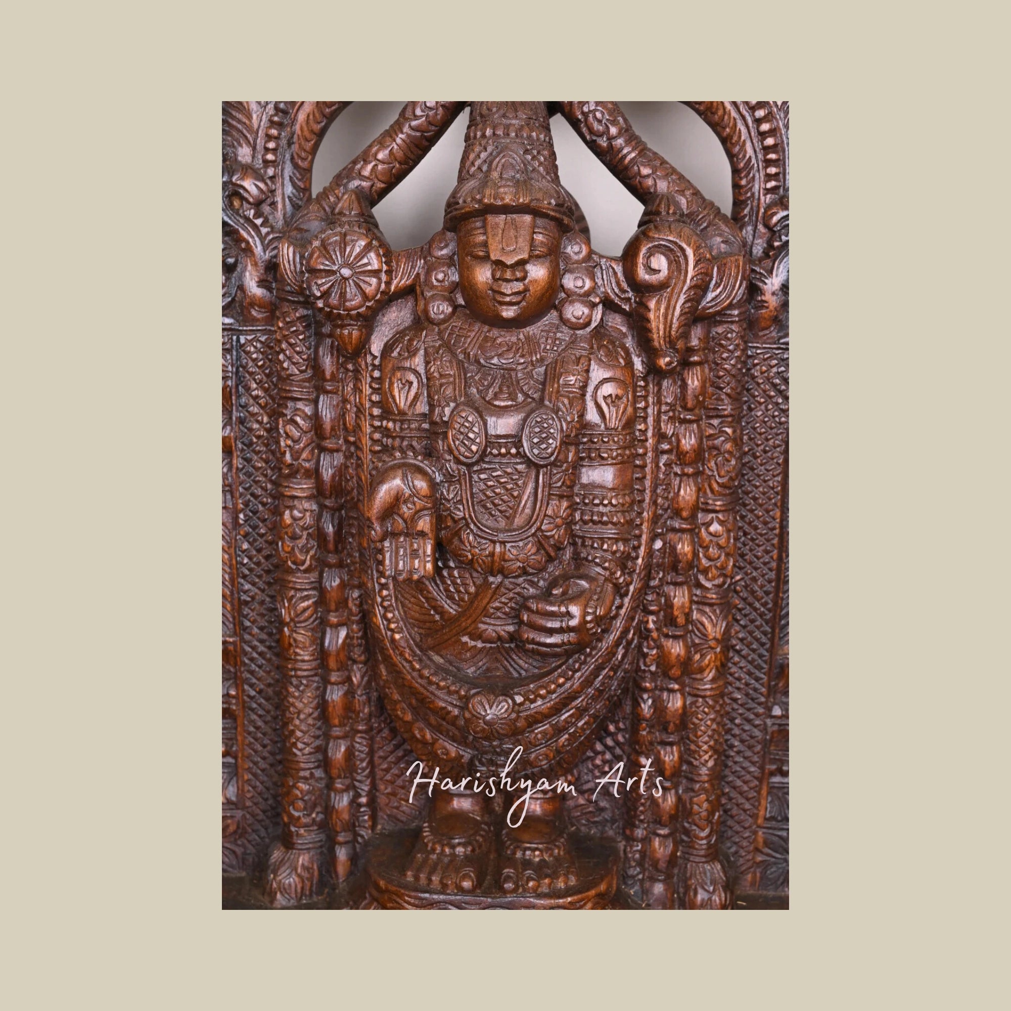 24" Wooden Lord Venkateshwara Sculpture