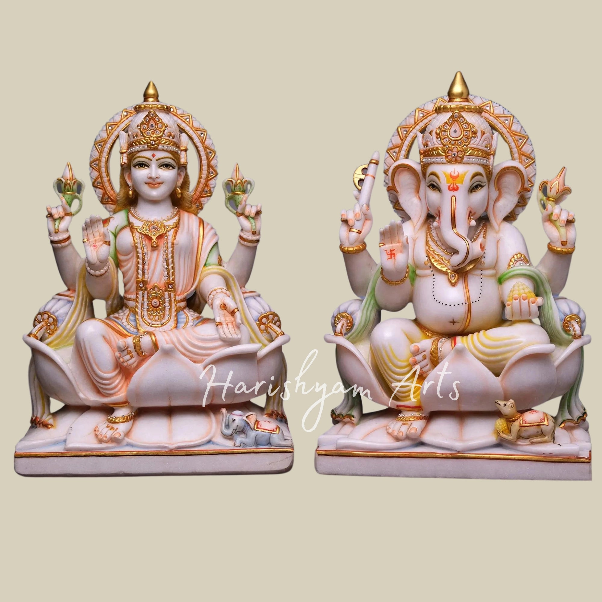 24 inches laxmi ganesh marble murti