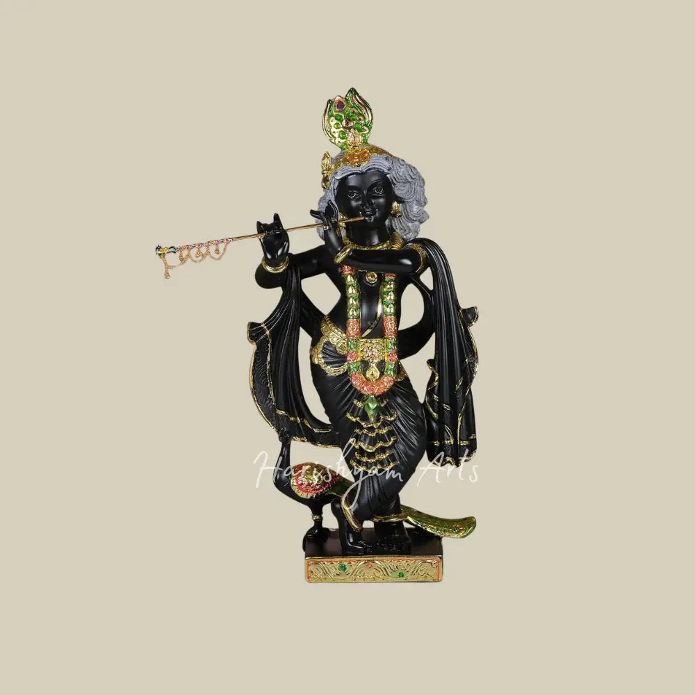 24" Black Lord Krishna Marble Statue