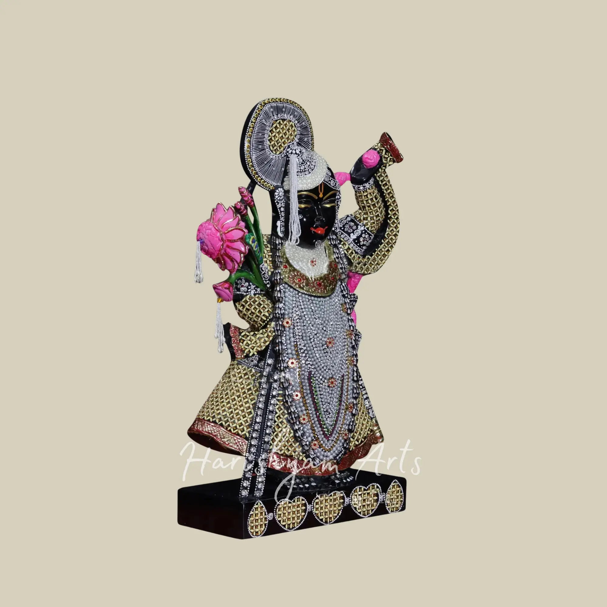 24 inches Black Stone Shrinath Ji Statue 1