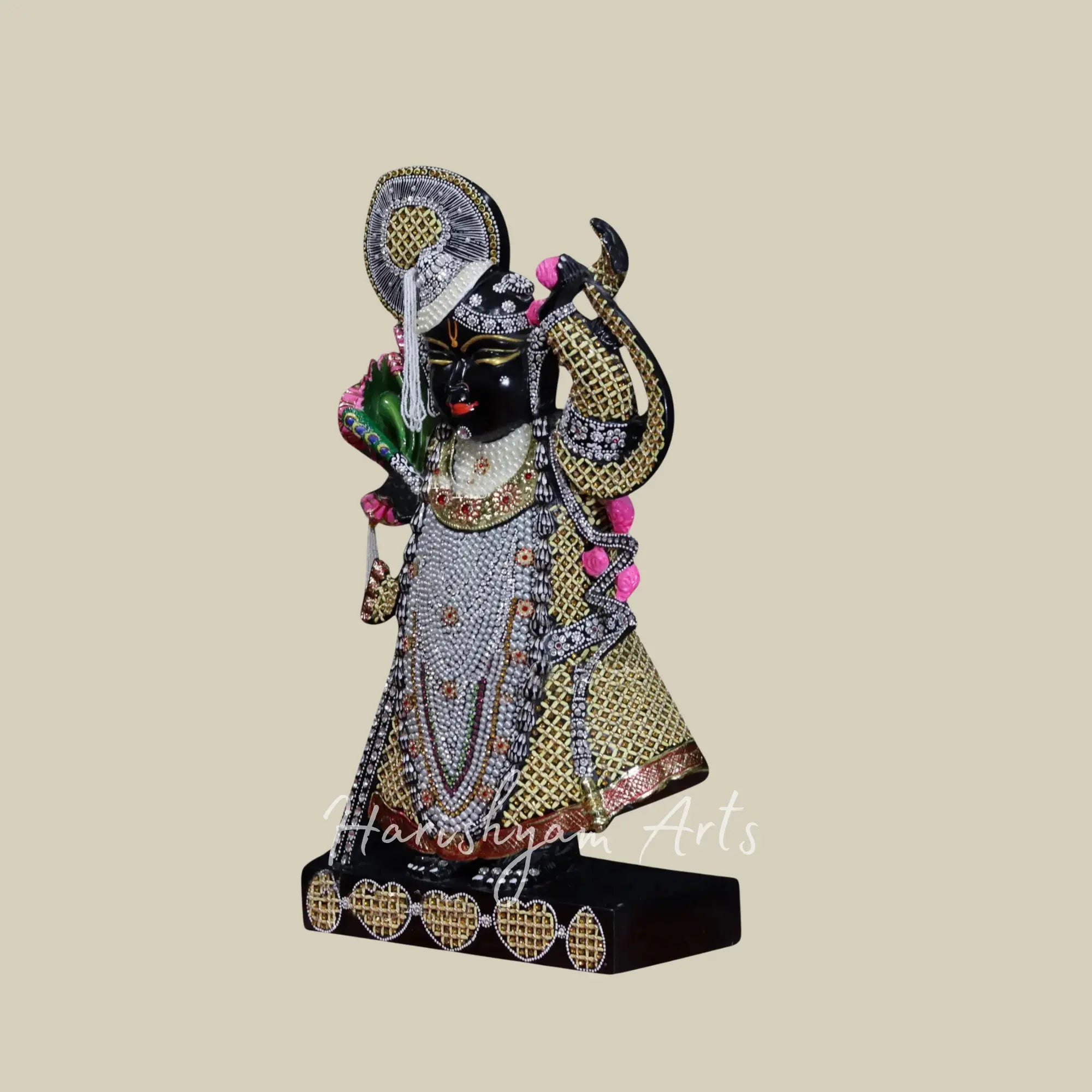 24 inches Black Stone Shrinath Ji Statue 3